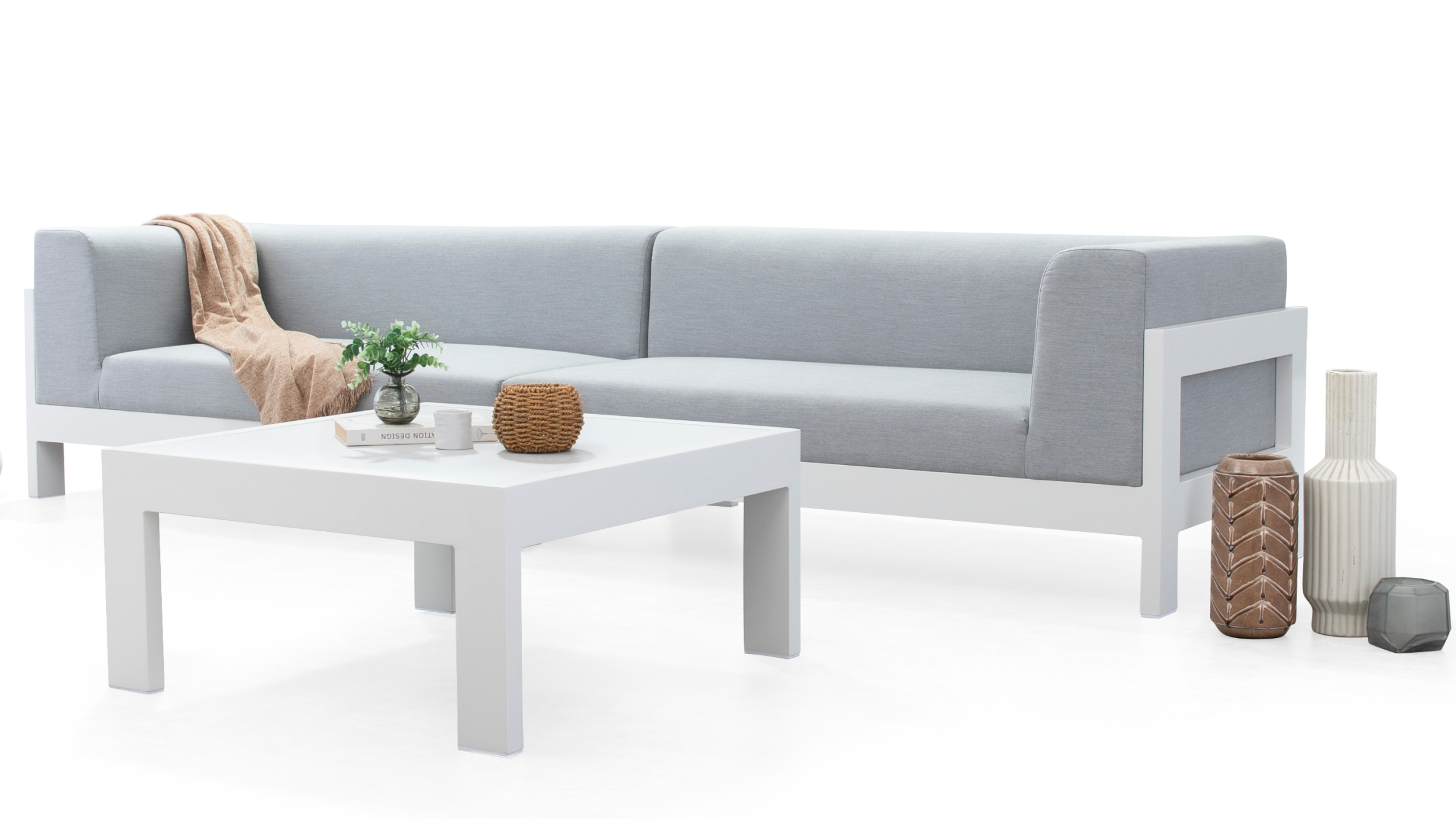 New Noosa White Outdoor Fabric Lounge With Coffee Table 9 Thumbnail