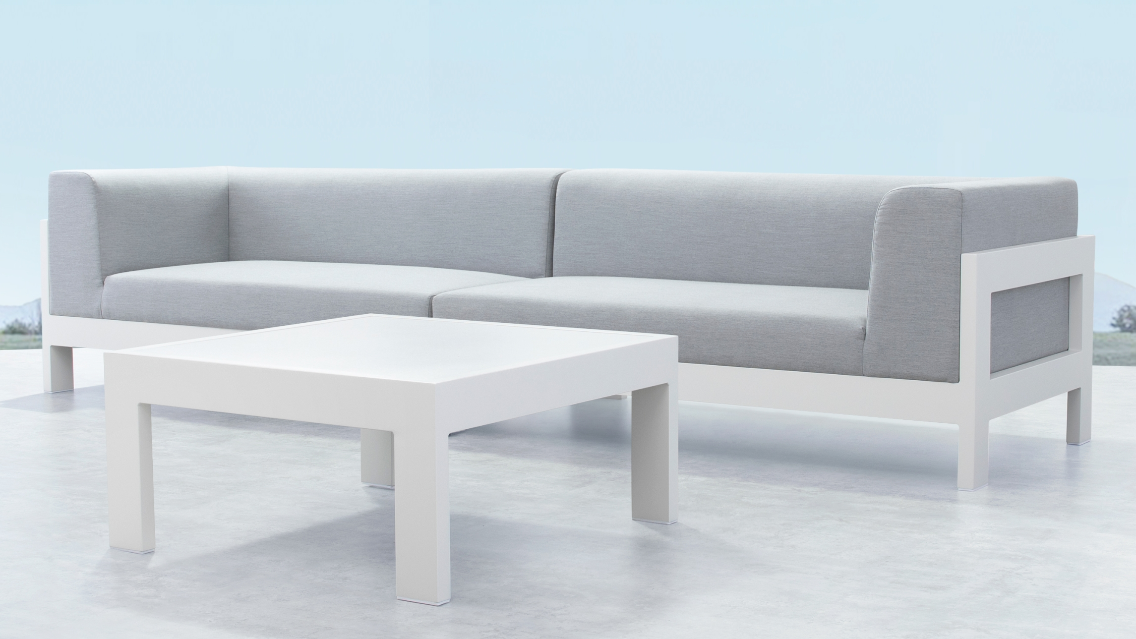 New Noosa White Outdoor Fabric Lounge With Coffee Table 9 Thumbnail