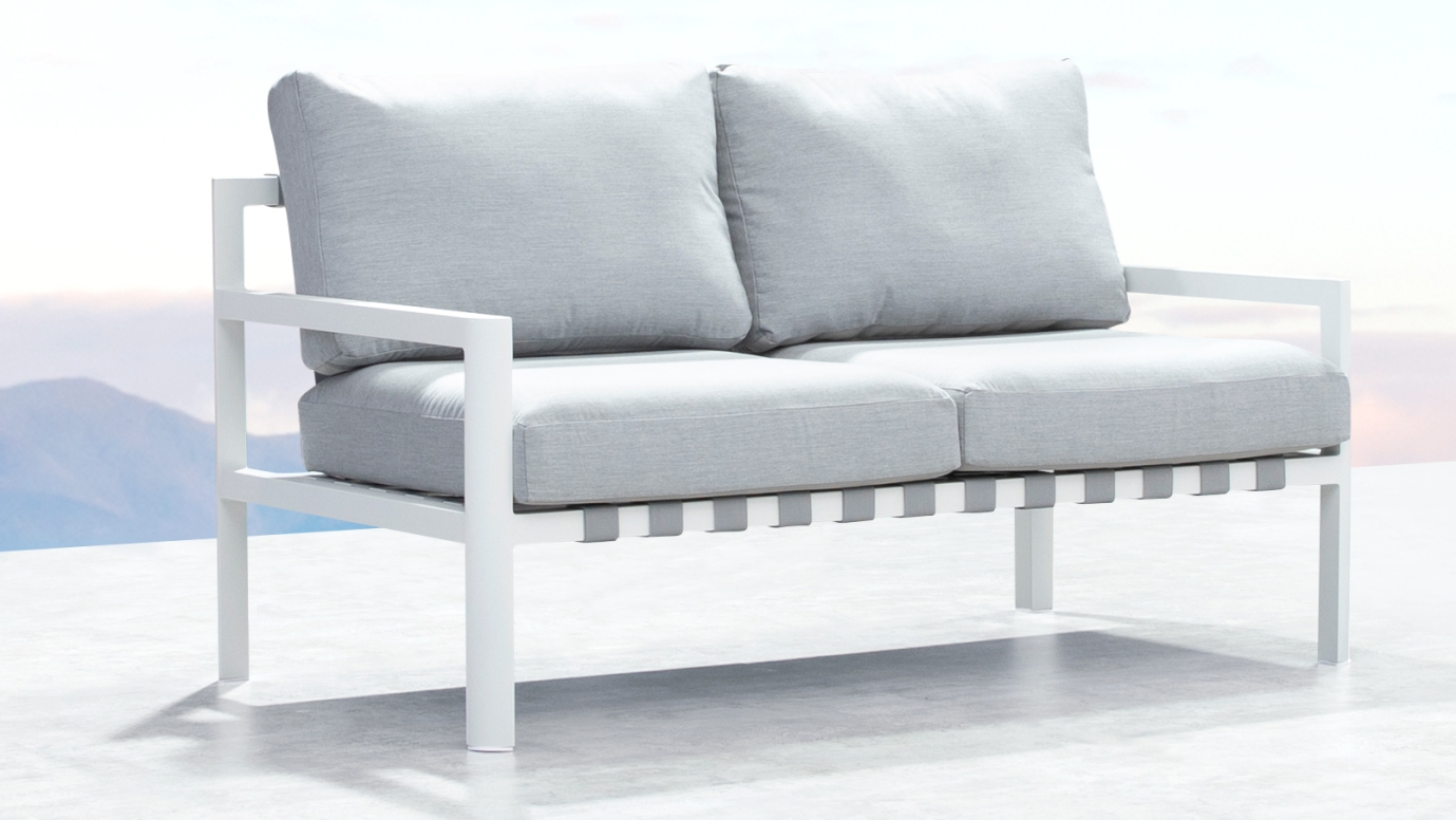 Manly White Outdoor Two Seat Sofa 11 Thumbnail