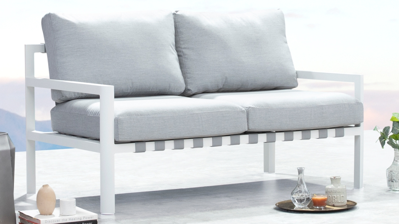 Manly White Outdoor Two Seat Sofa 11 Thumbnail