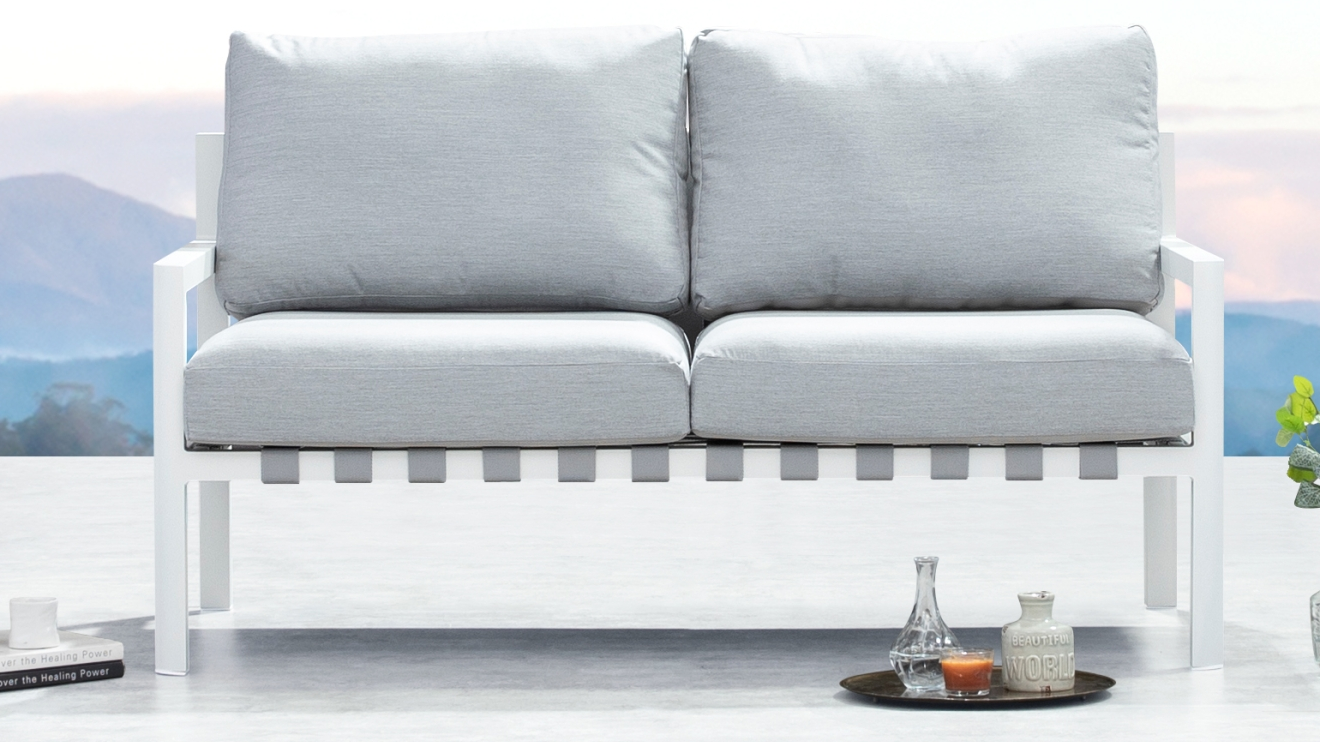 Manly White Outdoor Two Seat Sofa 11 Thumbnail