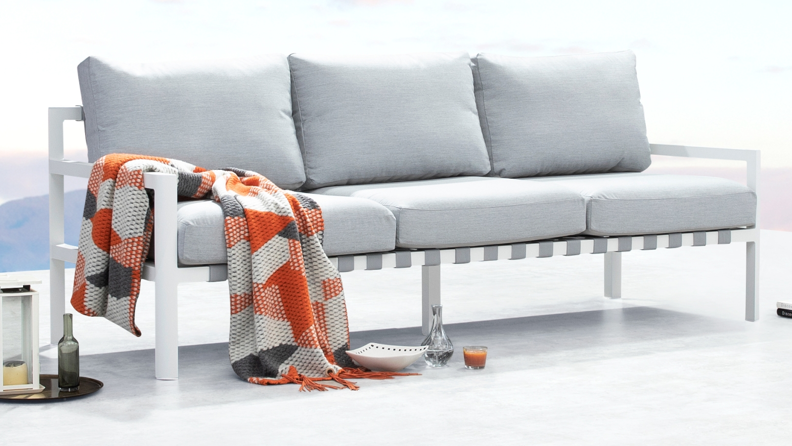 Manly White Outdoor Three Seat Sofa 11 Thumbnail