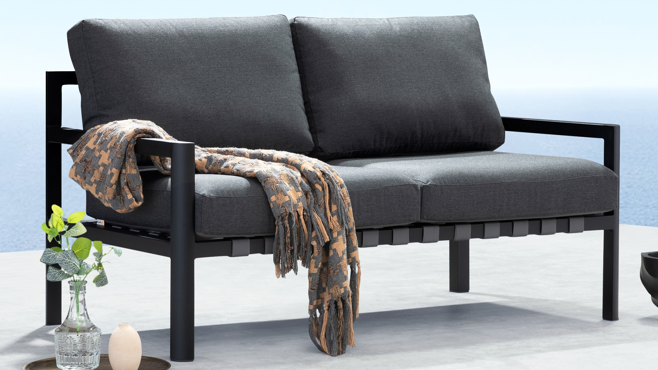 Manly Black Outdoor Two Seat Sofa 10 Thumbnail