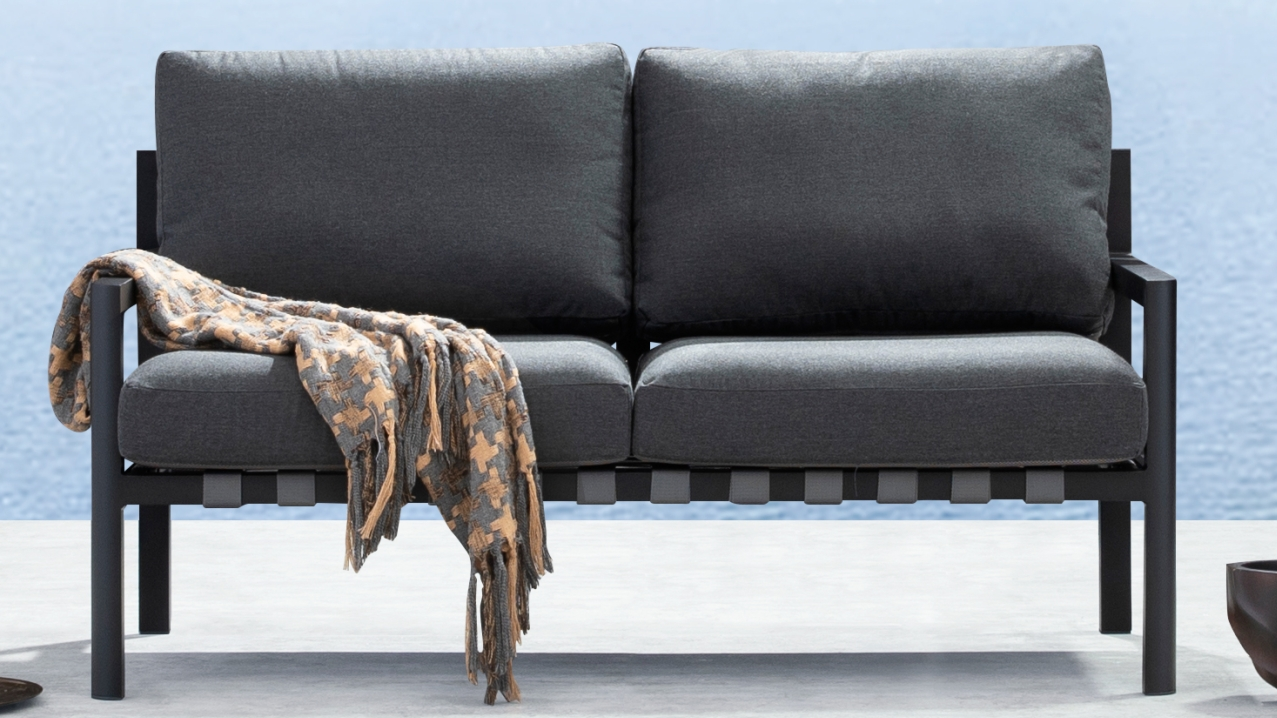 Manly Black Outdoor Two Seat Sofa 10 Thumbnail