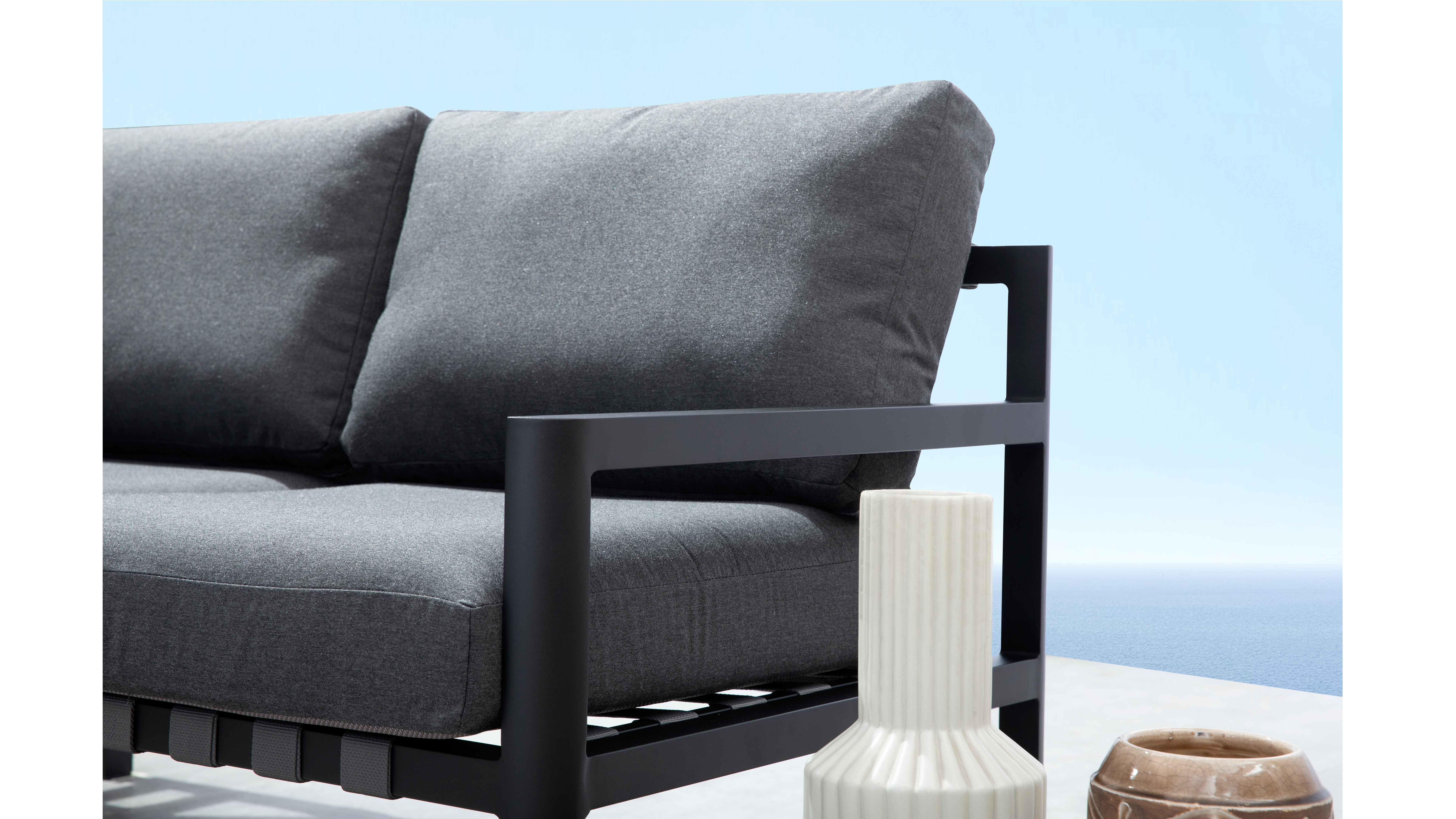 Manly Black Outdoor Two Seat Sofa 10 Thumbnail