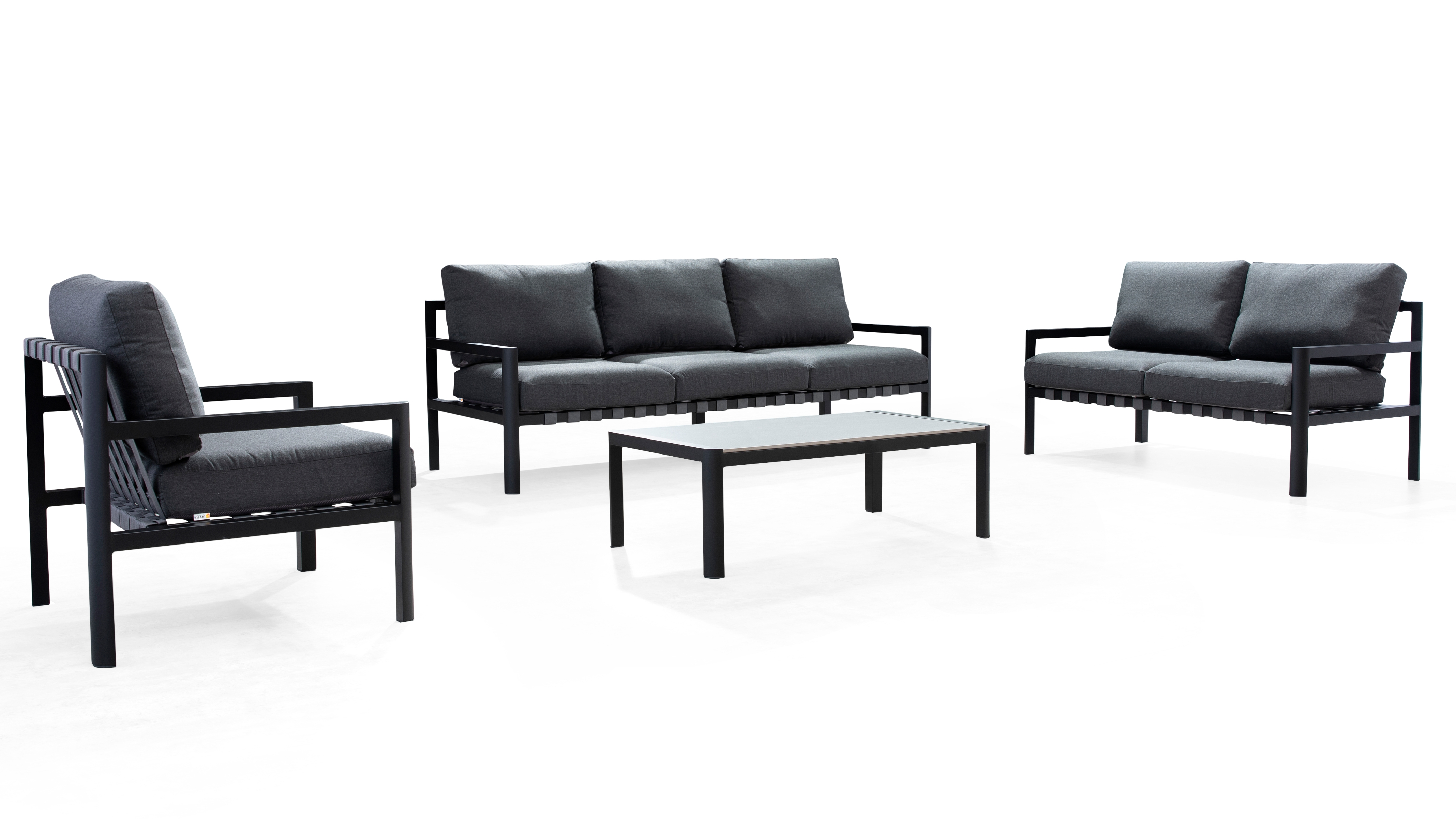 Manly Black Outdoor Sofa Suite 3 + 2 + 1 With Coffee Table 12 Thumbnail