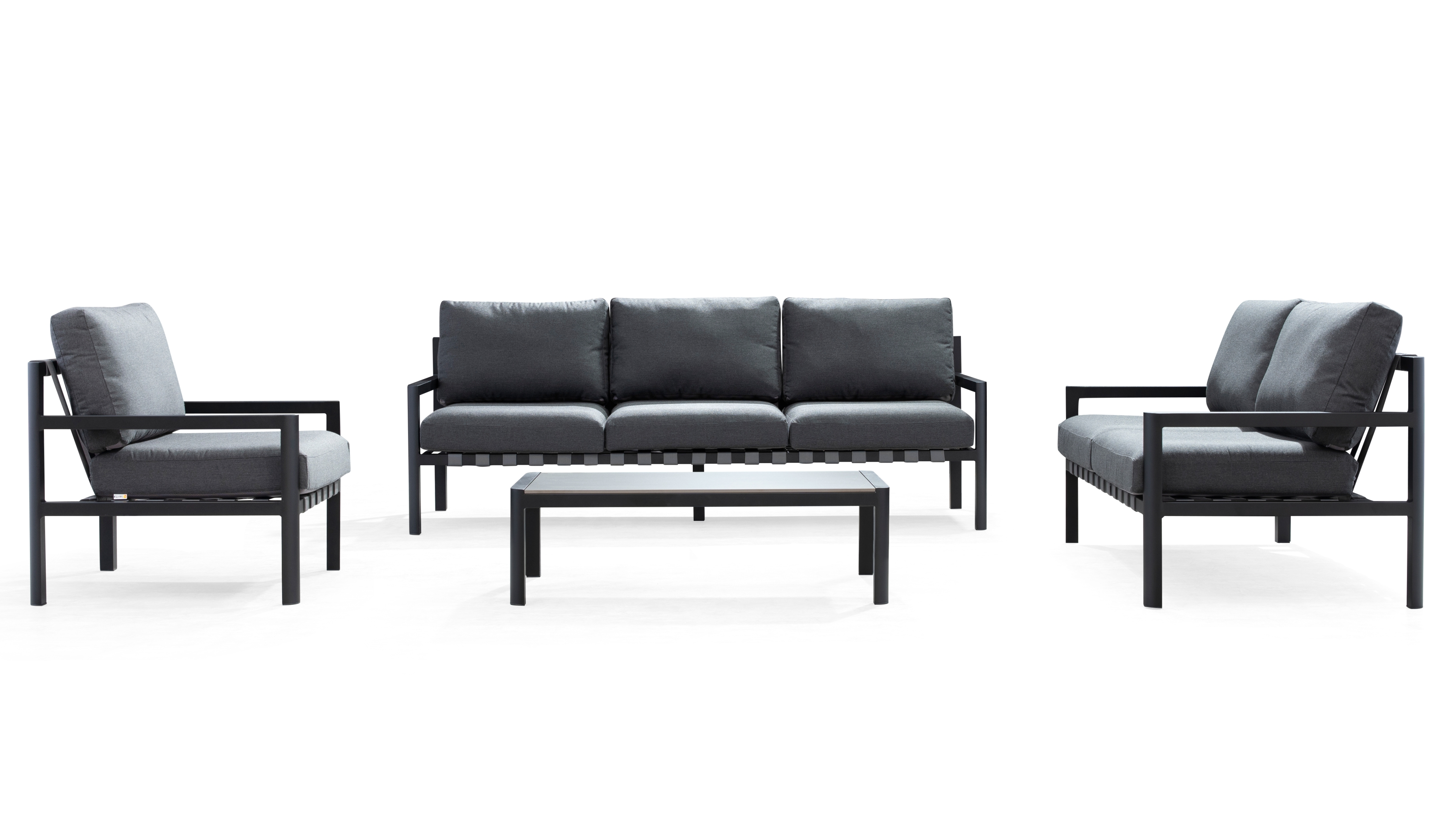 Manly Black Outdoor Sofa Suite 3 + 2 + 1 With Coffee Table 12 Thumbnail