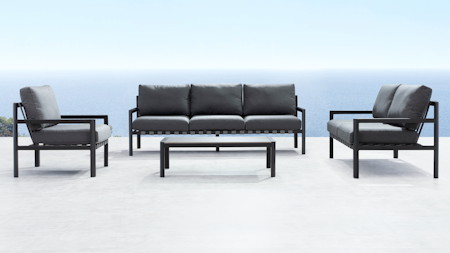 Manly Black Outdoor Sofa Suite 3 + 2 + 1 With Coffee Table