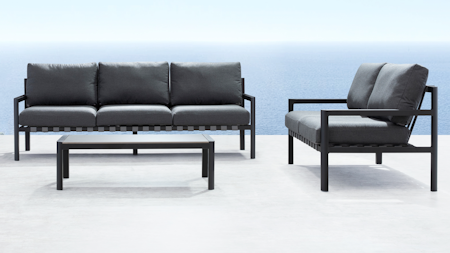 Manly Black Outdoor Sofa Suite 3 + 2 With Coffee Table