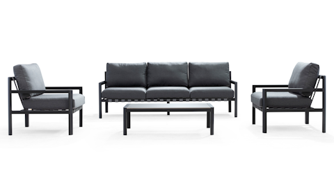Manly Black Outdoor Sofa Suite 3 + 1 + 1 With Coffee Table 8 Thumbnail