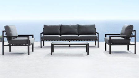 Manly Black Outdoor Sofa Suite 3 + 1 + 1 With Coffee Table