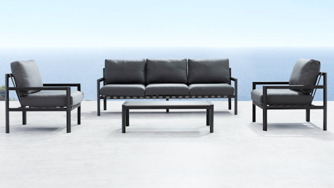 Manly Black Outdoor Sofa Suite 3 + 1 + 1 With Coffee Table 8 Thumbnail