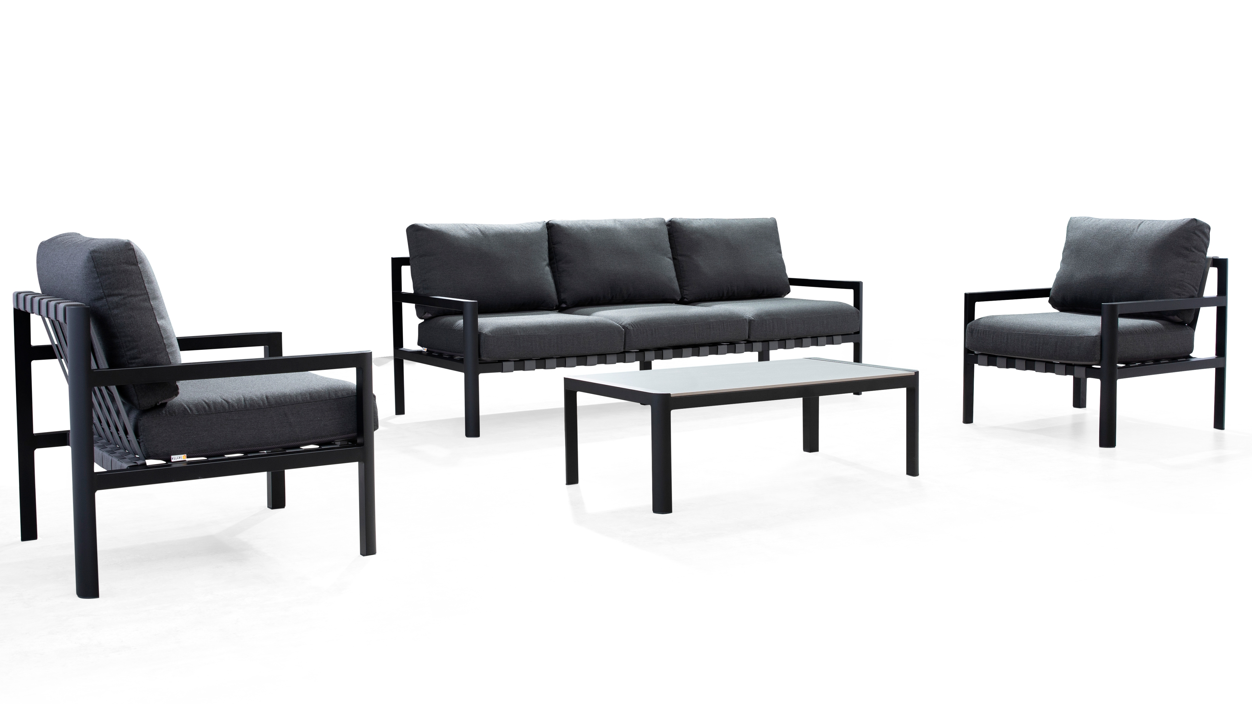 Manly Black Outdoor Sofa Suite 3 + 1 + 1 With Coffee Table 9 Thumbnail