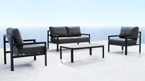 Manly Black Outdoor Sofa Suite 2 + 1 + 1 With Coffee Table 7 Thumbnail