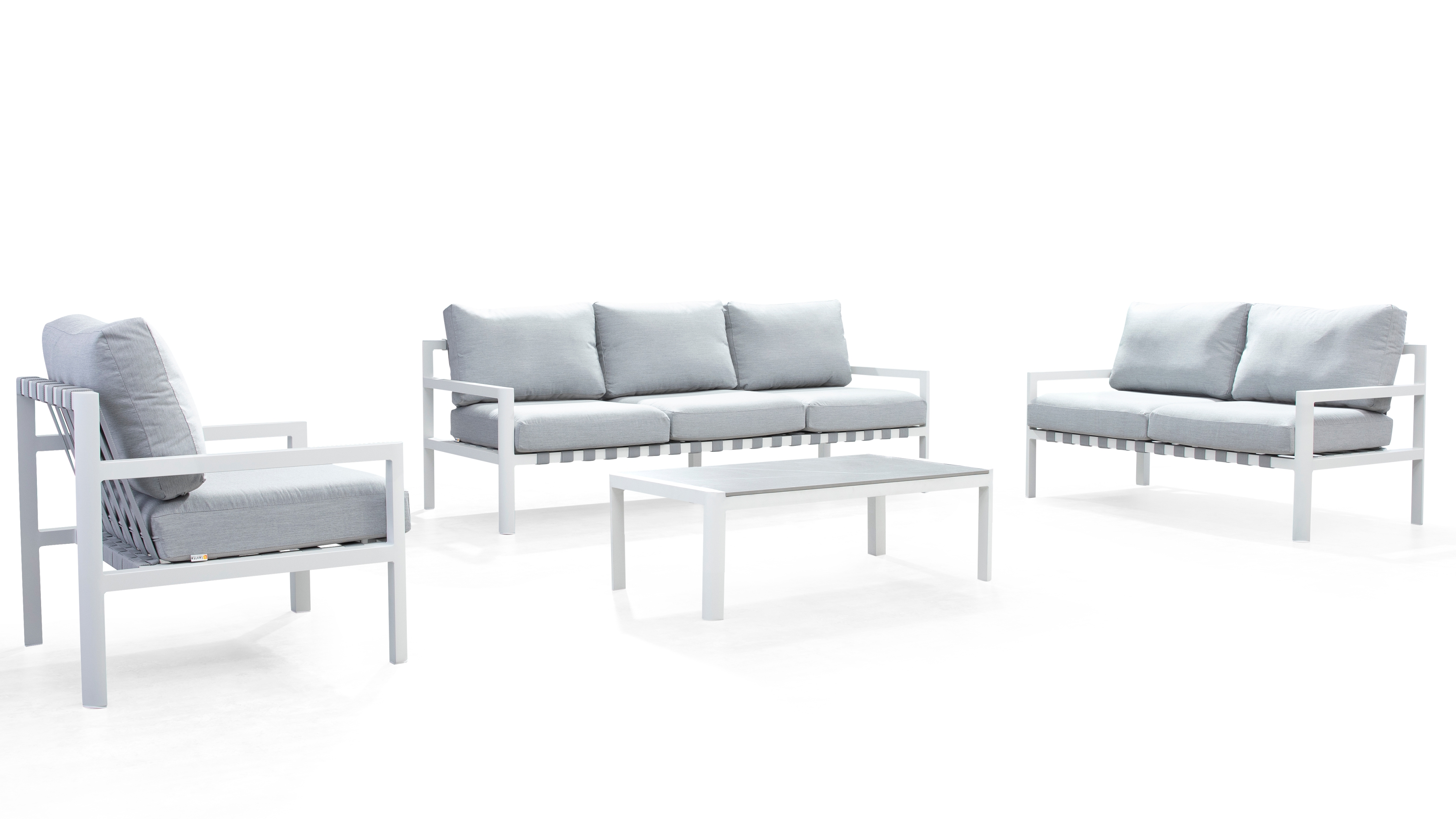 Manly White Outdoor Sofa Suite 3 + 2 + 1 With Coffee Table 8 Thumbnail