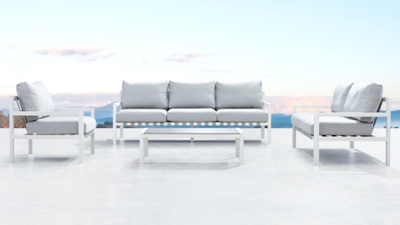 Manly White Outdoor Sofa Suite 3 + 2 + 1 With Coffee Table