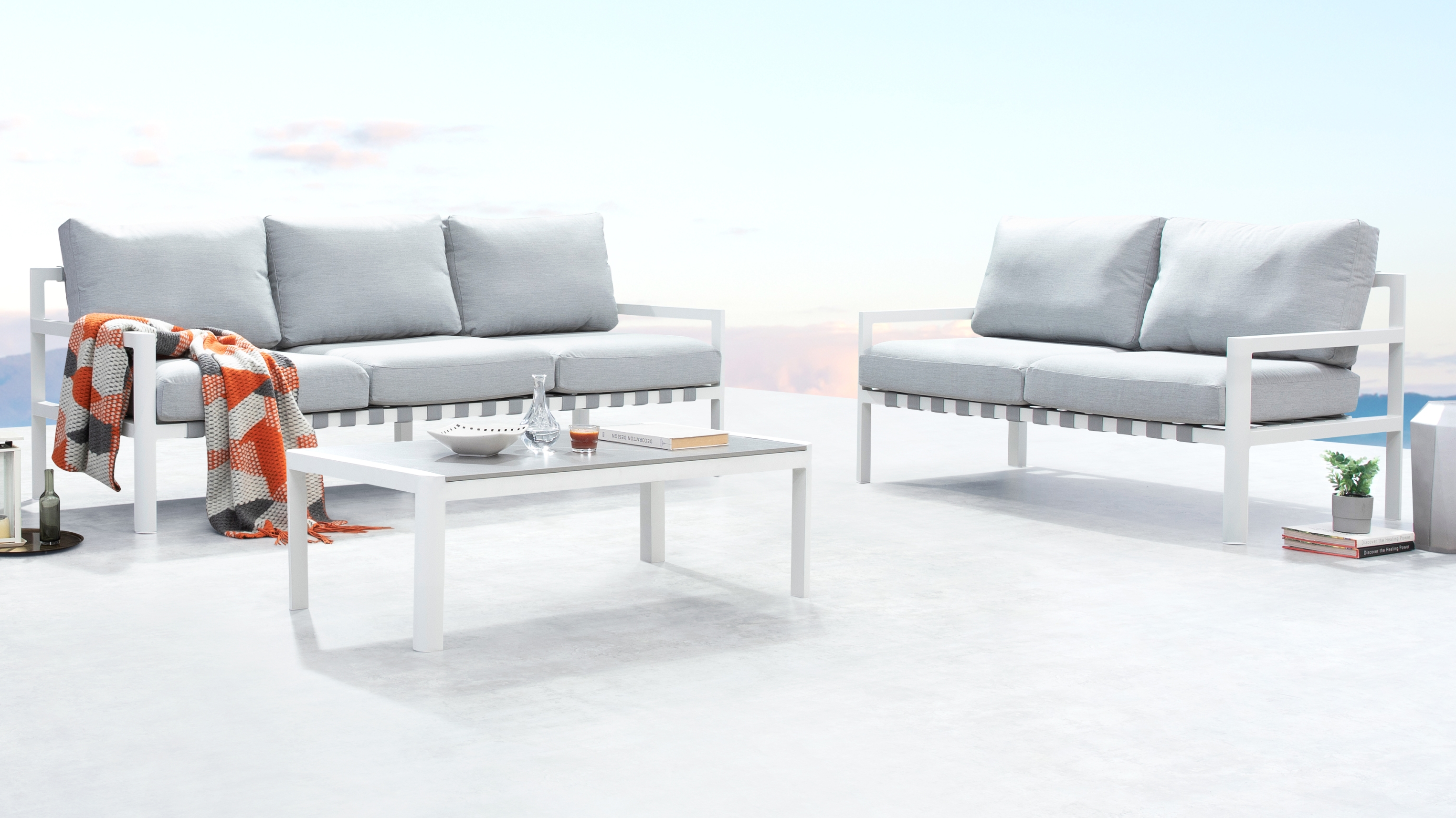 Manly White Outdoor Sofa Suite 3 + 2 With Coffee Table 7 Thumbnail