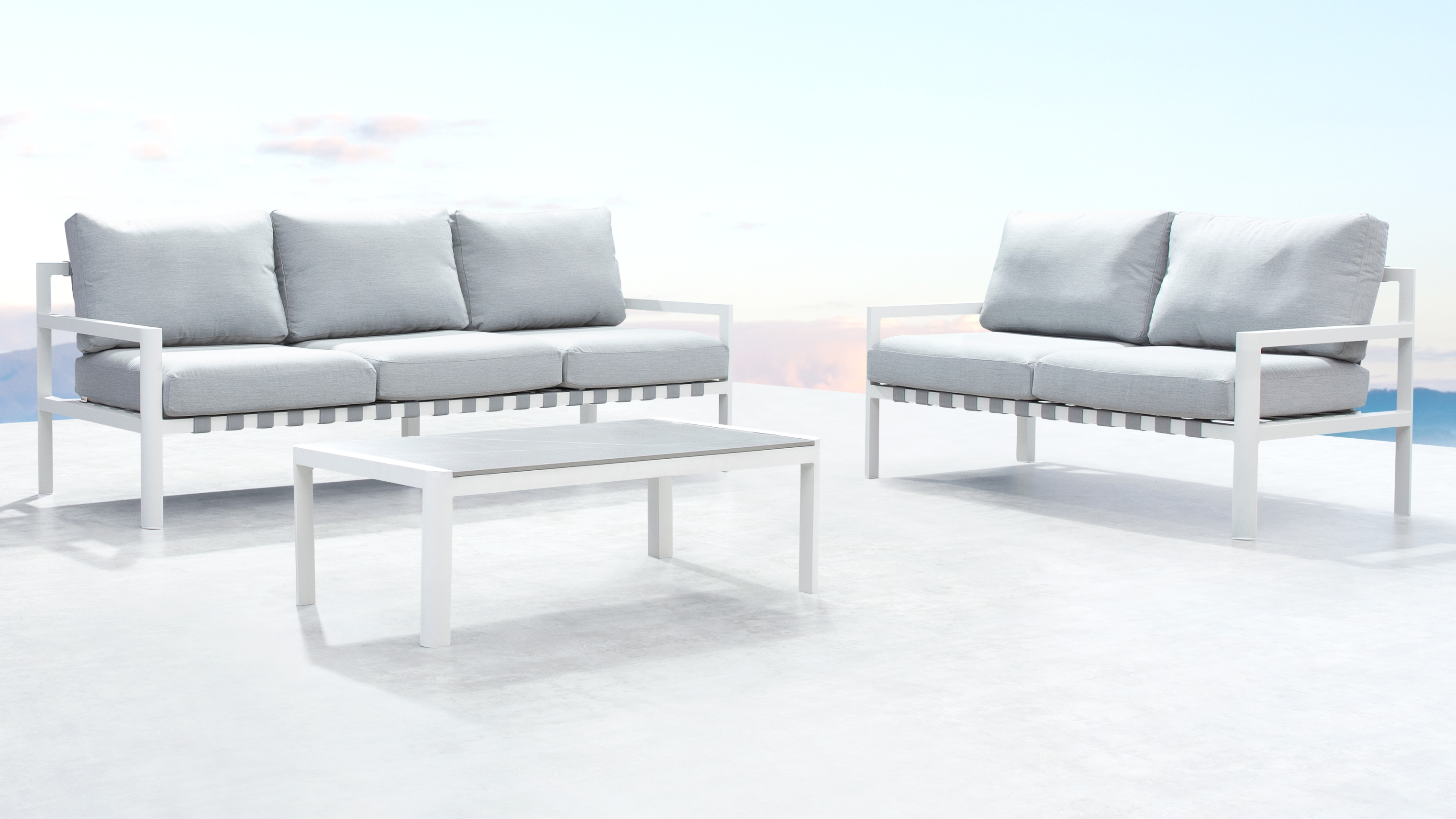 Manly White Outdoor Sofa Suite 3 + 2 With Coffee Table 7 Thumbnail