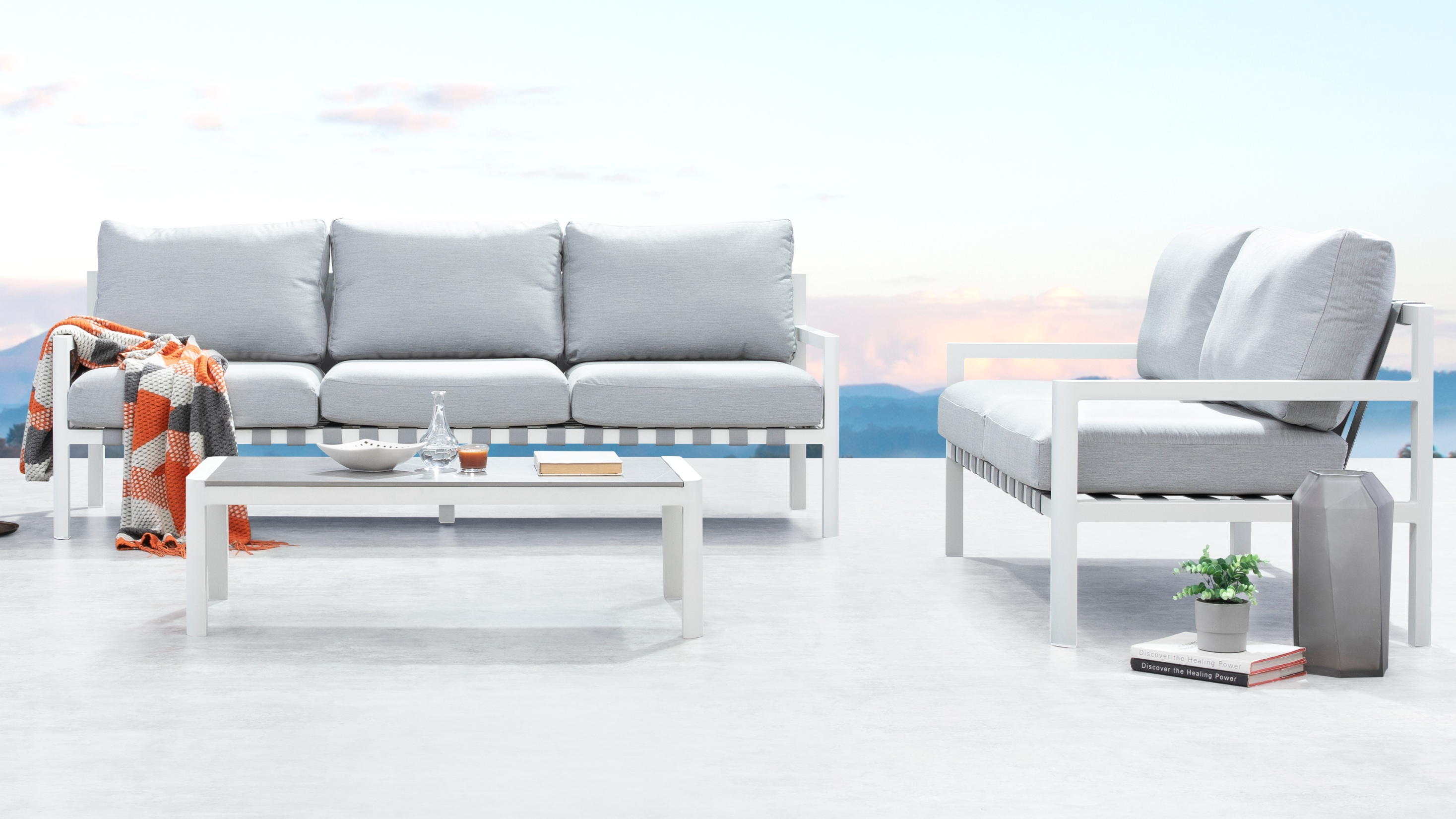 Manly White Outdoor Sofa Suite 3 + 2 With Coffee Table 7 Thumbnail