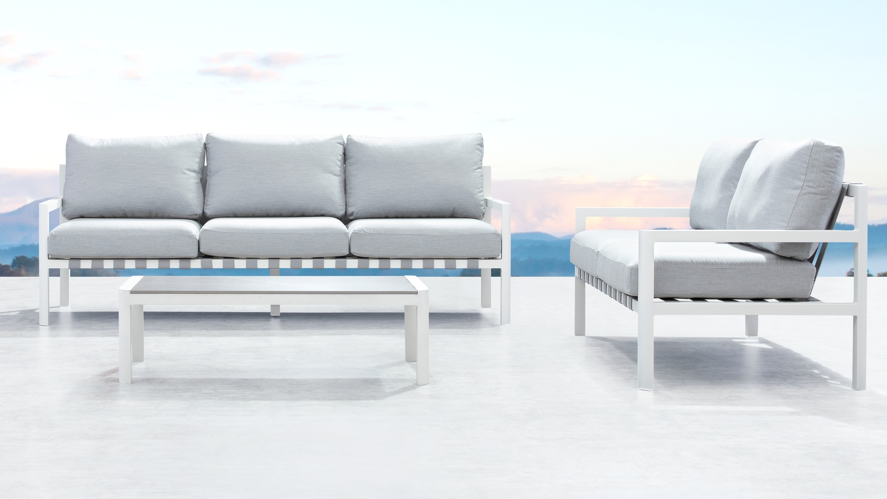 Manly White Outdoor Sofa Suite 3 + 2 With Coffee Table 7 Thumbnail