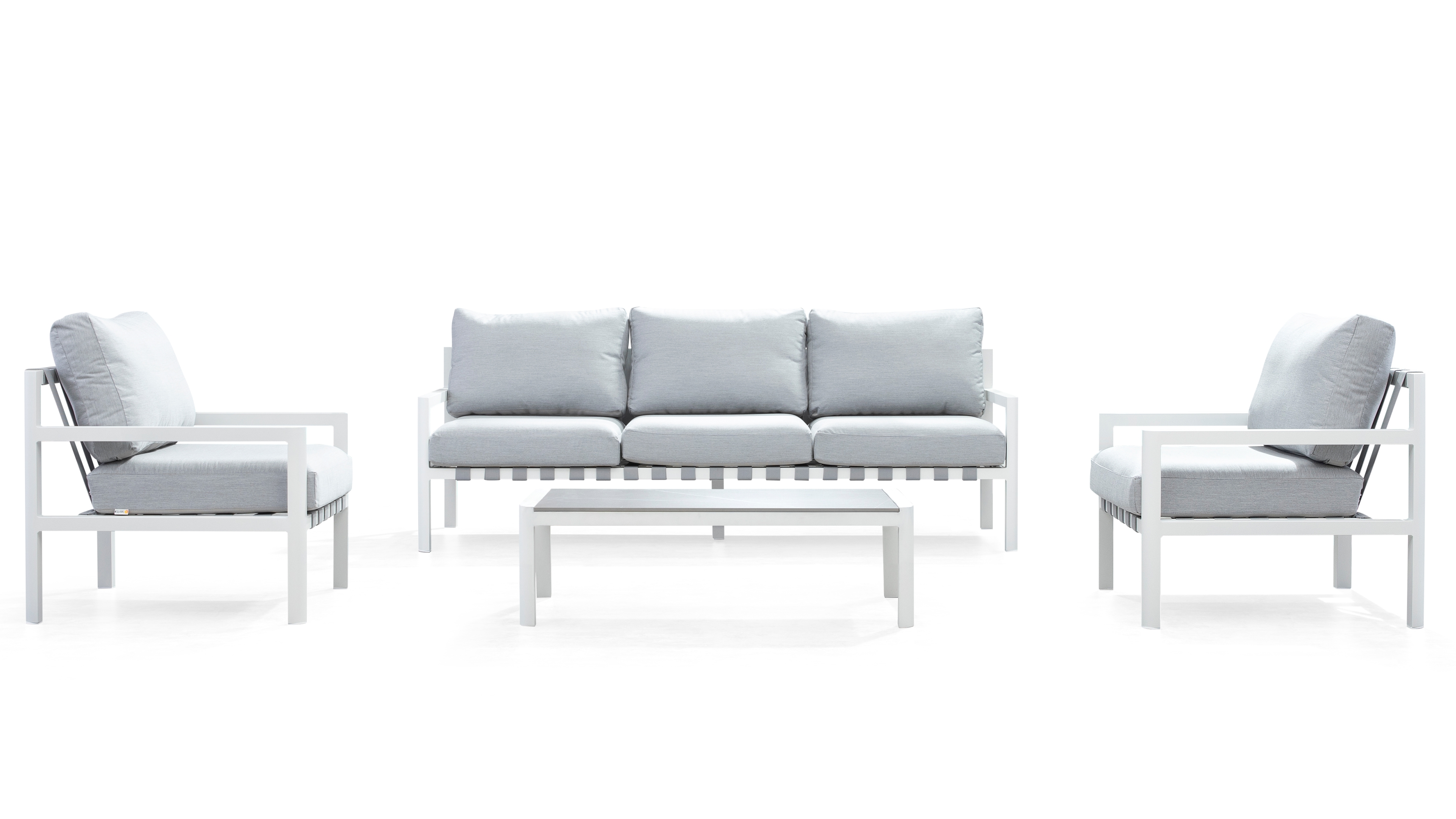 Manly White Outdoor Sofa Suite 3 + 1 + 1 With Coffee Table 8 Thumbnail