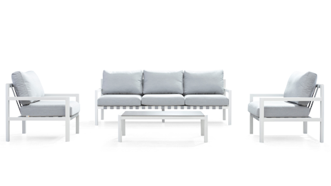 Manly White Outdoor Sofa Suite 3 + 1 + 1 With Coffee Table 7 Thumbnail