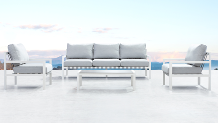 Manly White Outdoor Sofa Suite 3 + 1 + 1 With Coffee Table