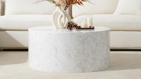 Orbit White Marble Coffee Table