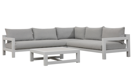 Byron White Outdoor Corner Lounge With Square Coffee Table