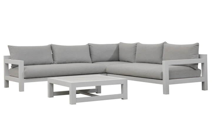 Byron White Outdoor Corner Lounge With Square Coffee Table