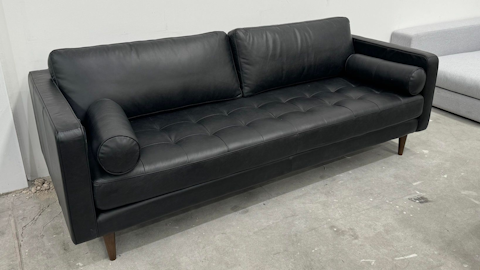 HUGO Leather Three Seater Sofa (Full Leather - Vintage Black) 1