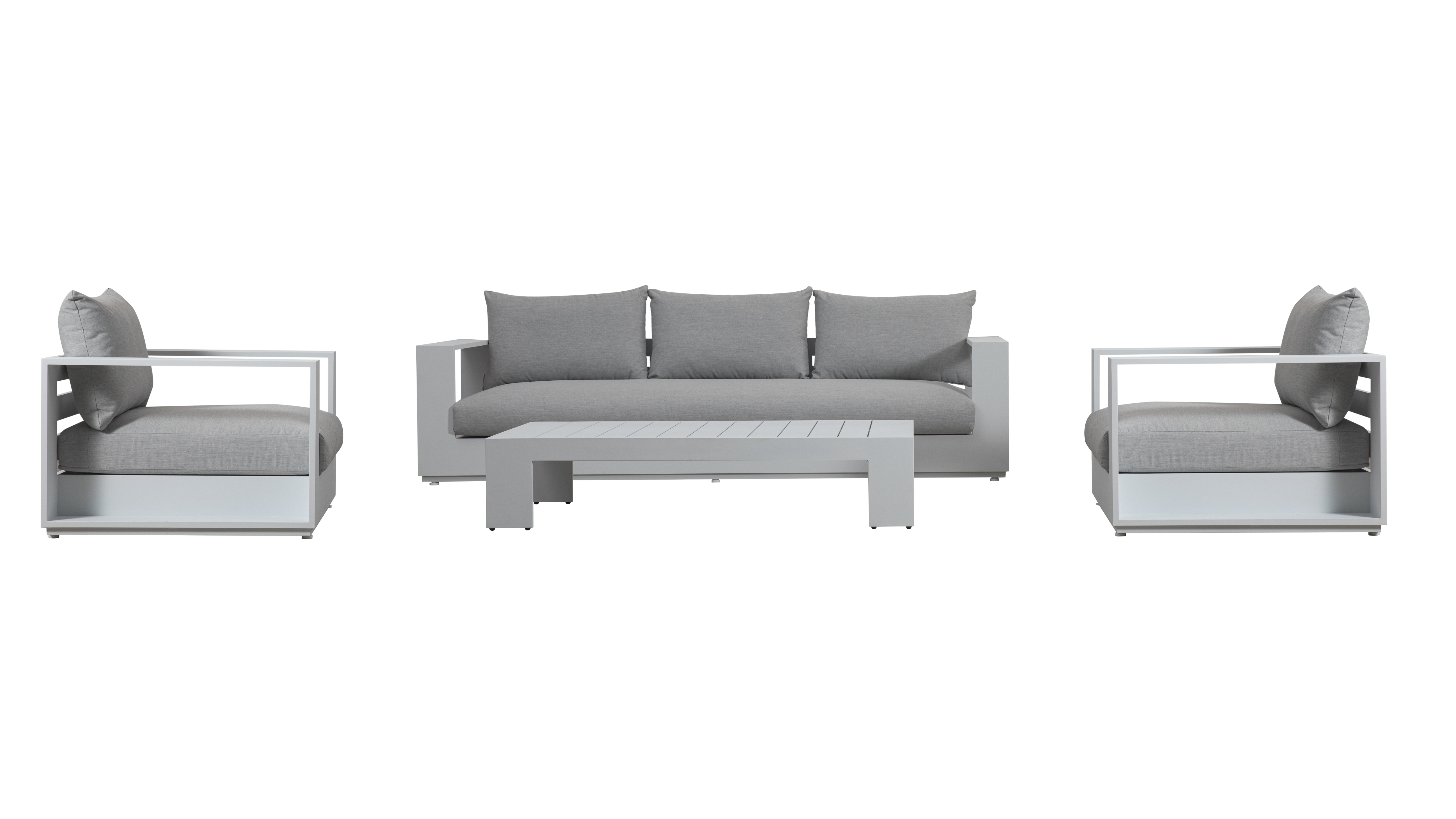 Mackay White Outdoor Sofa Suite 3 + 1 + 1 With Coffee Table 1 Thumbnail
