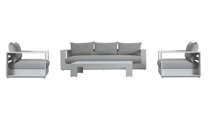 Mackay White Outdoor Sofa Suite 3 + 1 + 1 With Coffee Table
