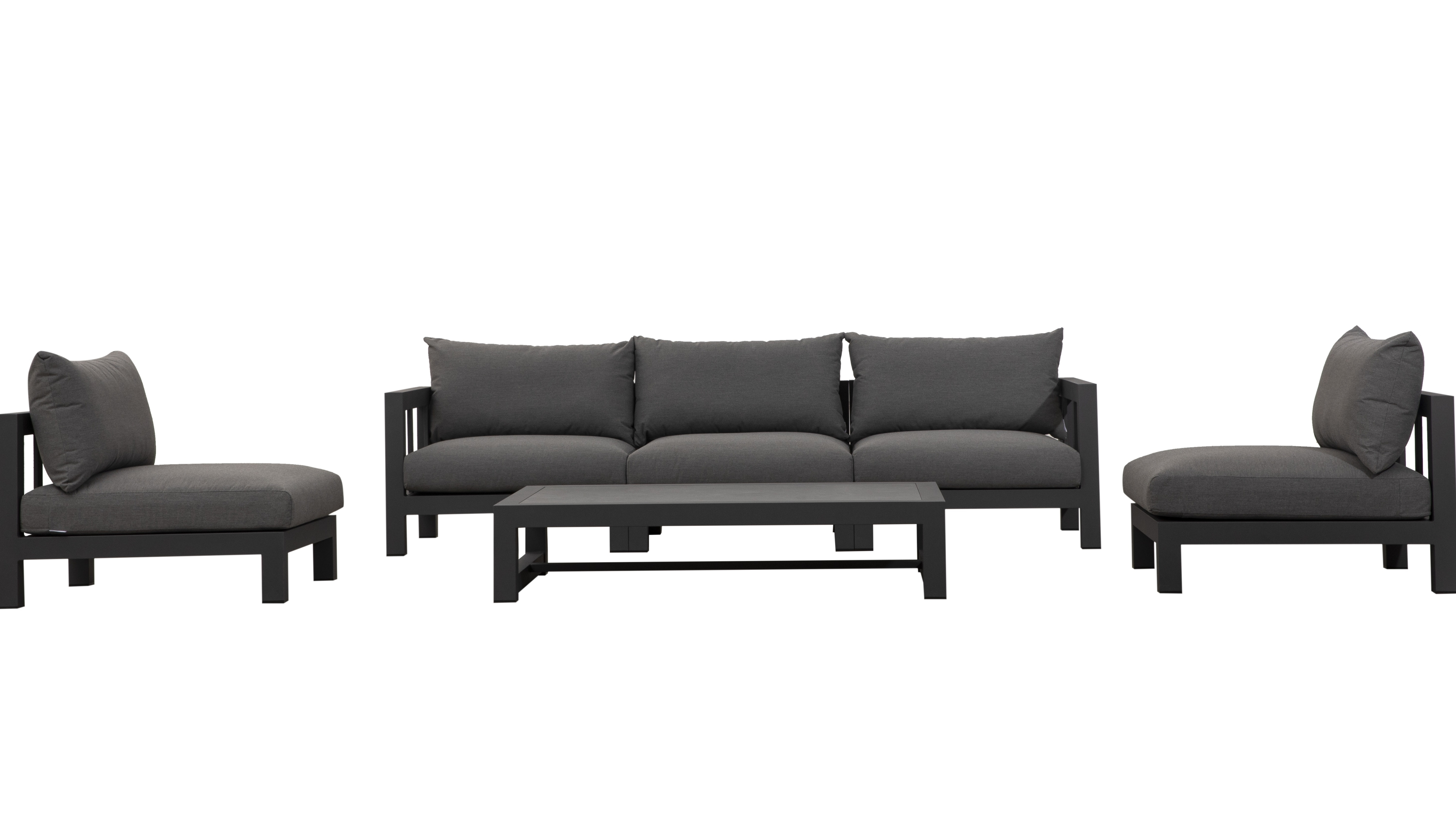 Byron Charcoal Outdoor Seven Ways Lounge System With Rectangular Coffee Table 9 Thumbnail