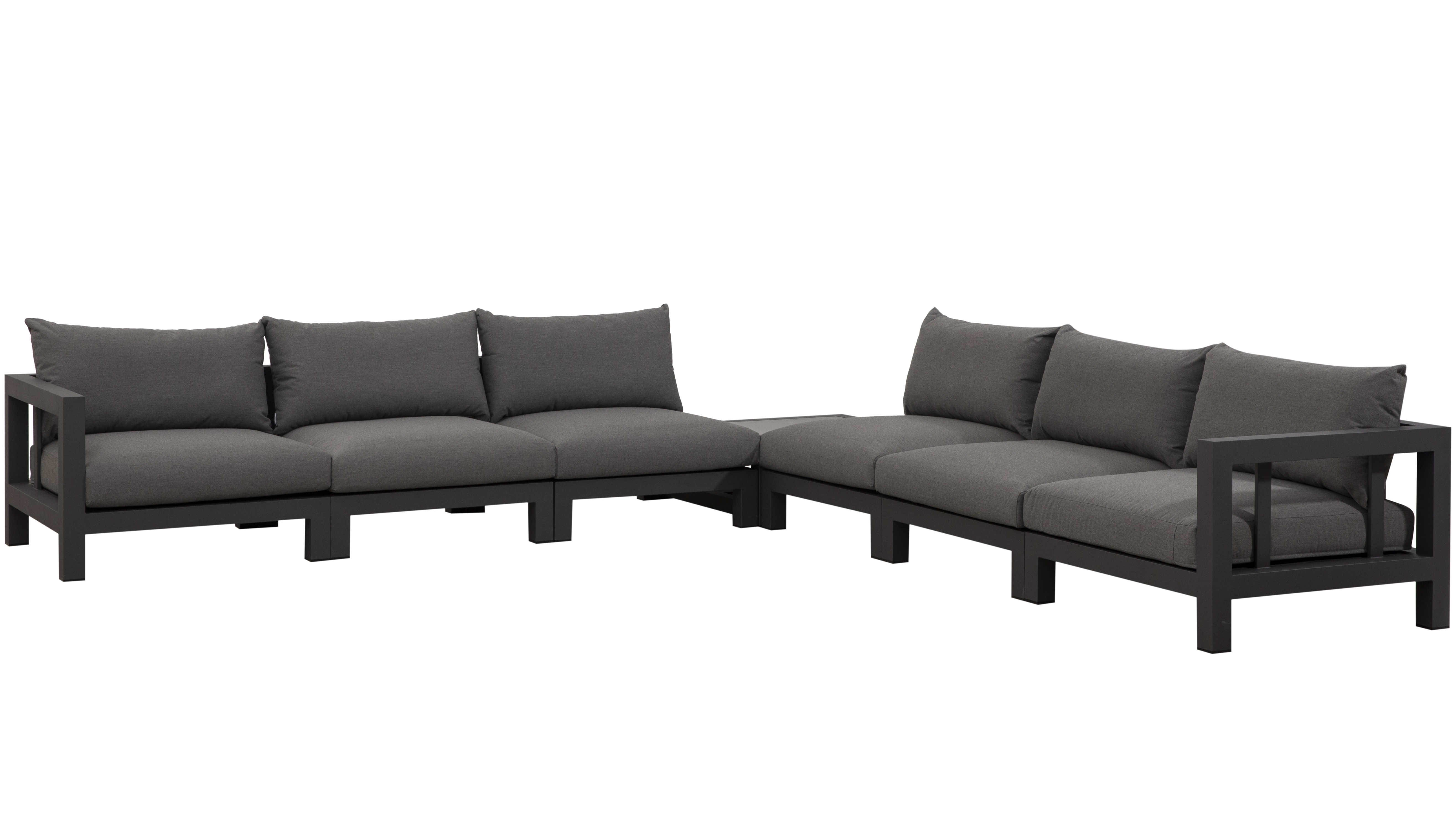 Byron Charcoal Outdoor Seven Ways Lounge System With Rectangular Coffee Table 9 Thumbnail