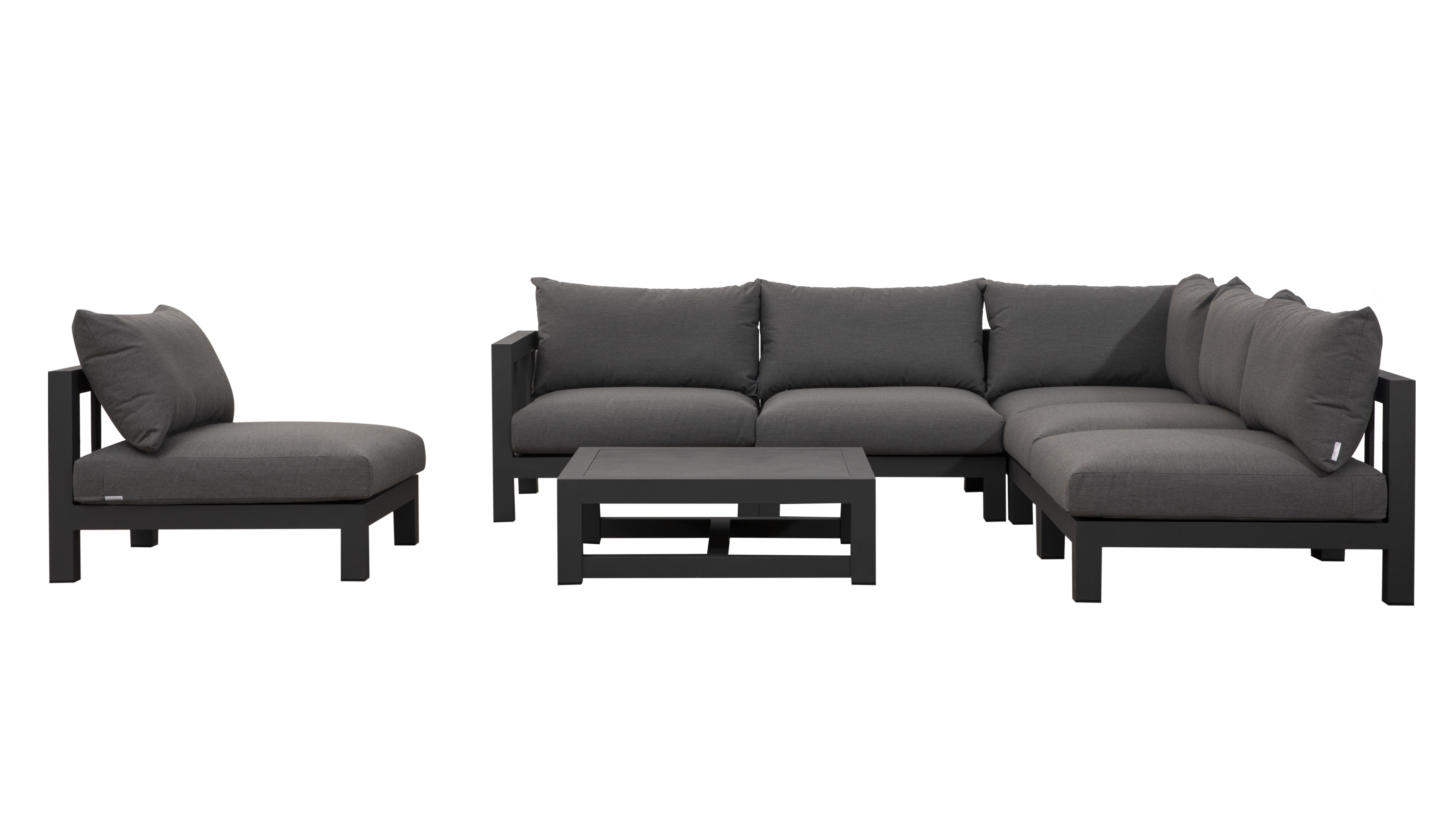 Byron Charcoal Outdoor Seven Ways Lounge System With Rectangular Coffee Table 9 Thumbnail