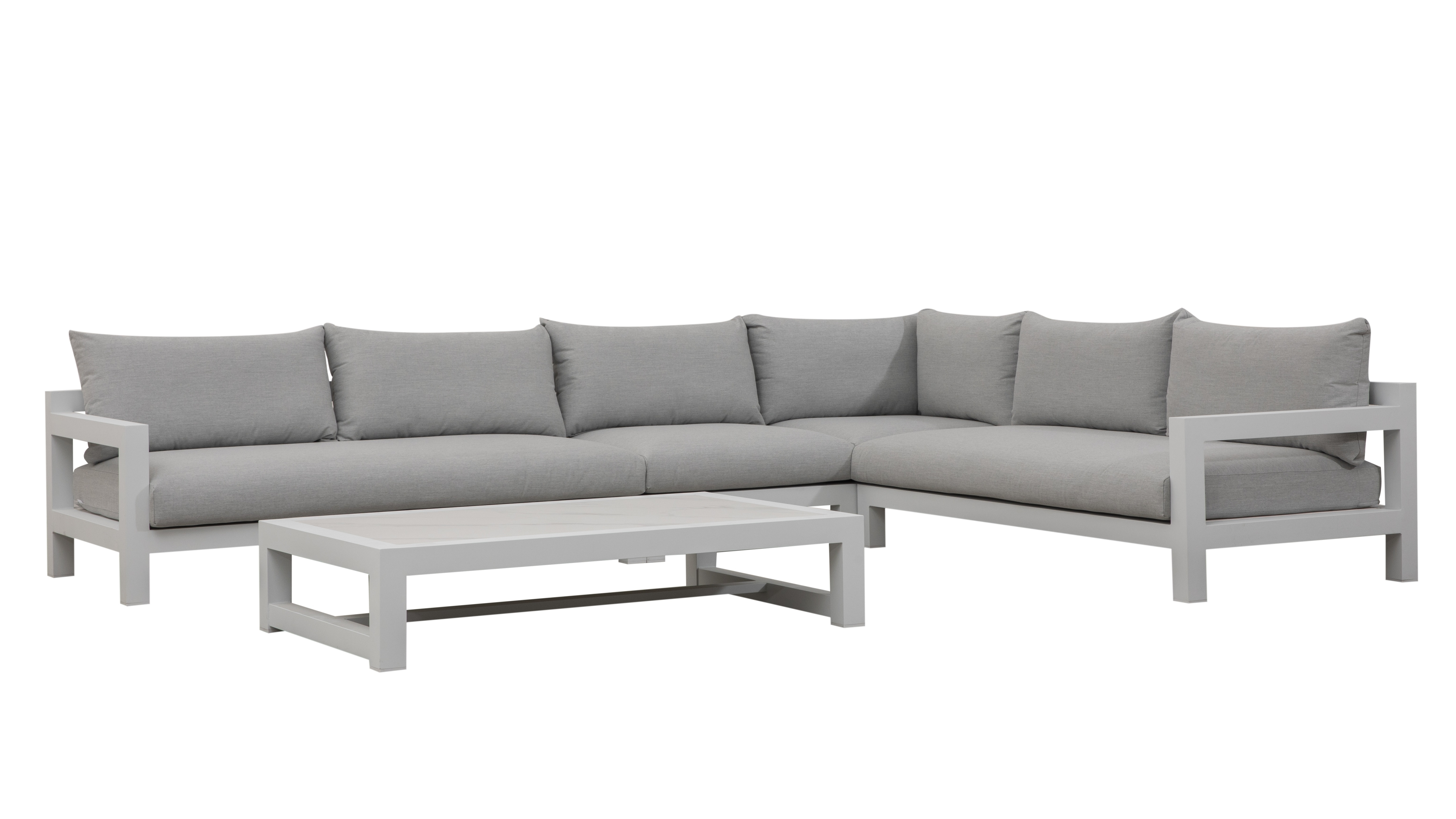 Byron White Outdoor L Shape Lounge With Rectangular Coffee Table 2 Thumbnail
