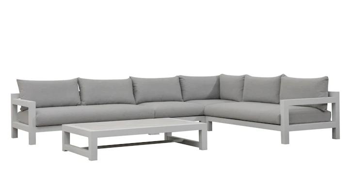 Byron White Outdoor L Shape Lounge With Rectangular Coffee Table