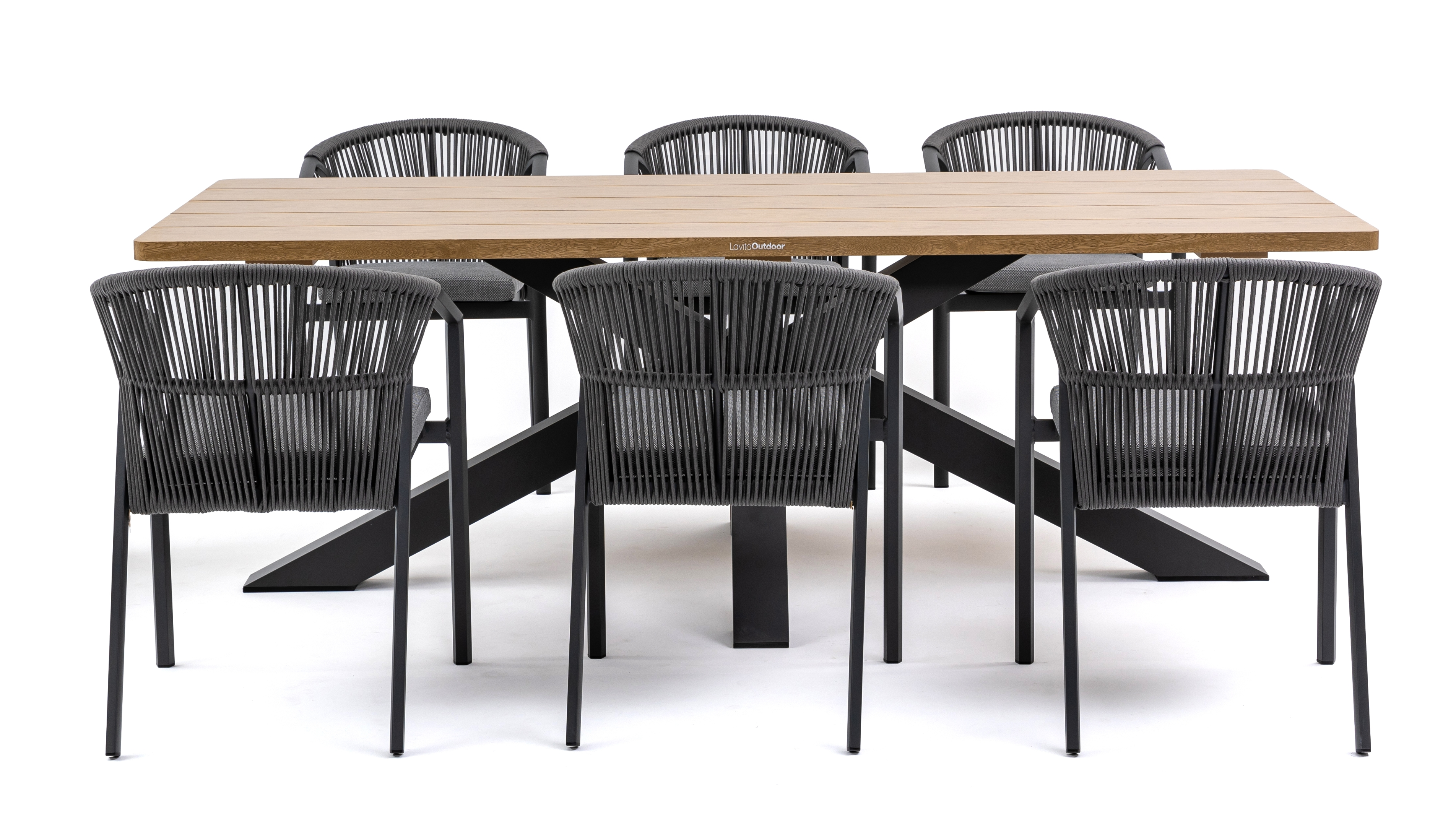 Fraser Anthracite 7-piece Outdoor Dining Set With Kiama Anthracite Chairs 9 Thumbnail