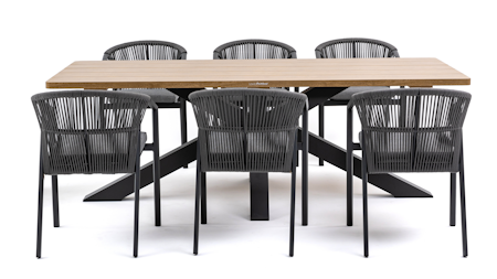 Fraser Anthracite 7-piece Outdoor Dining Set With Kiama Anthracite Chairs