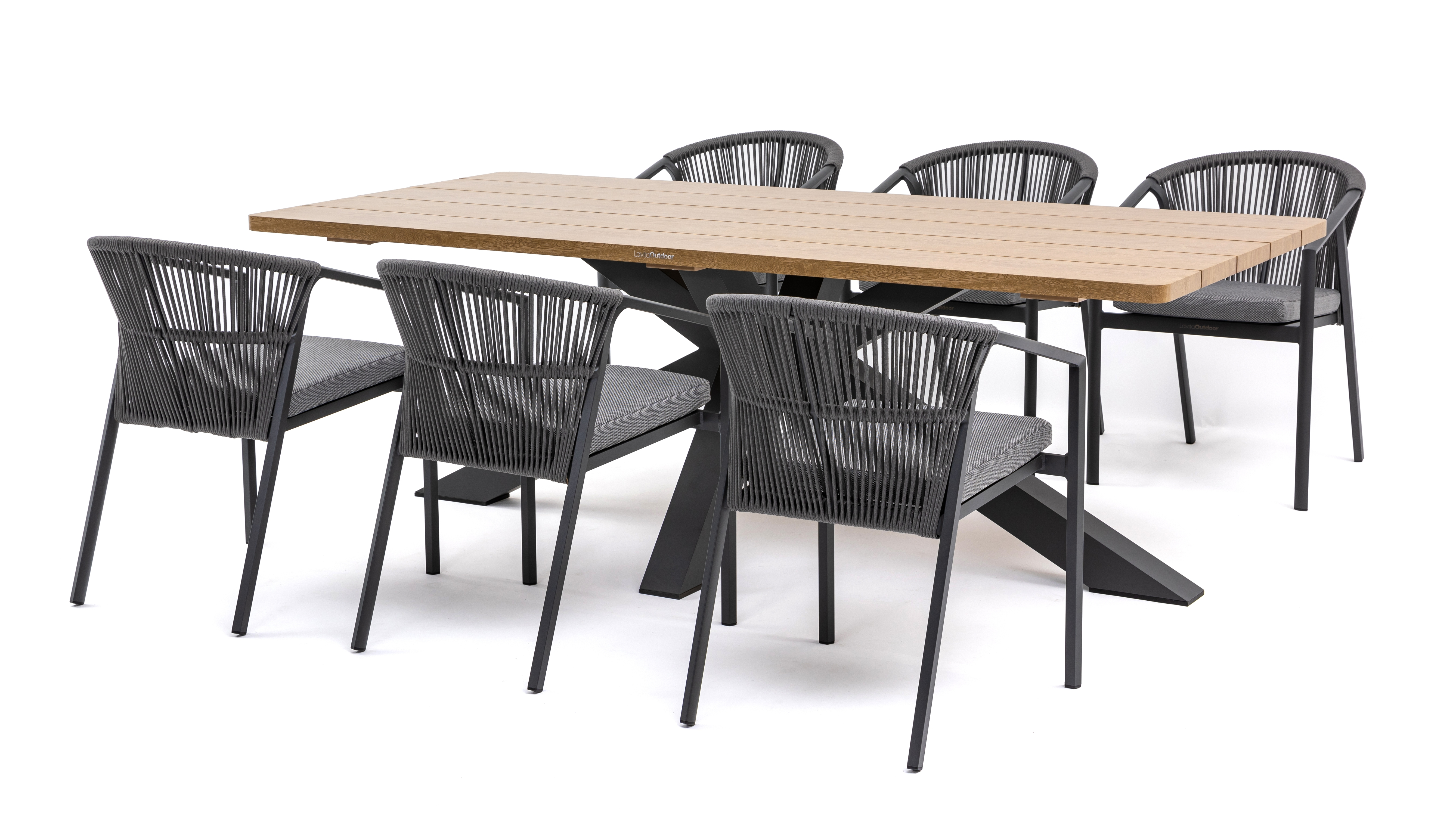 Fraser Anthracite 7-piece Outdoor Dining Set With Kiama Anthracite Chairs 9 Thumbnail