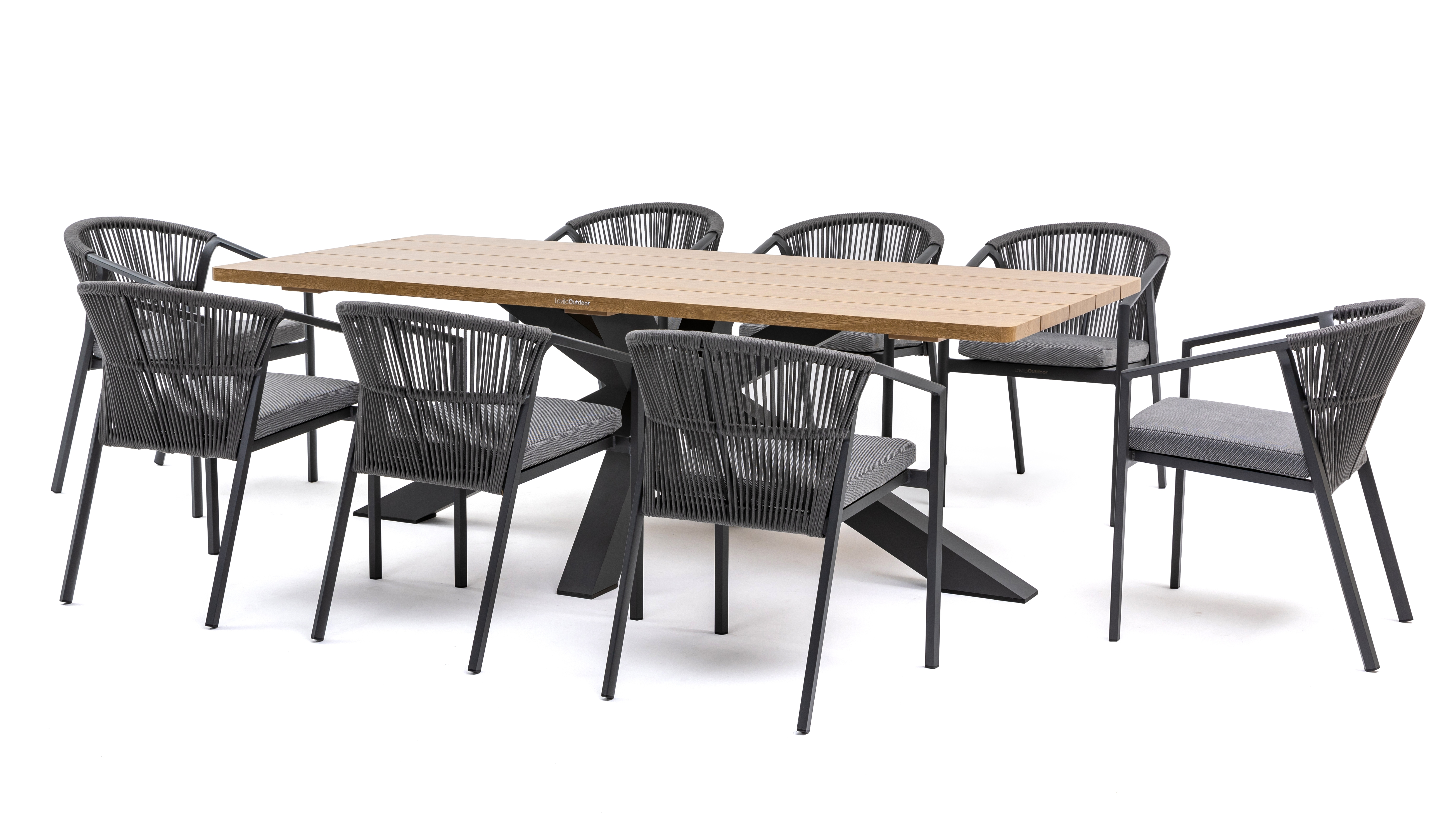 Fraser Anthracite 9-piece Outdoor Dining Set With Kiama Anthracite Chairs 5 Thumbnail