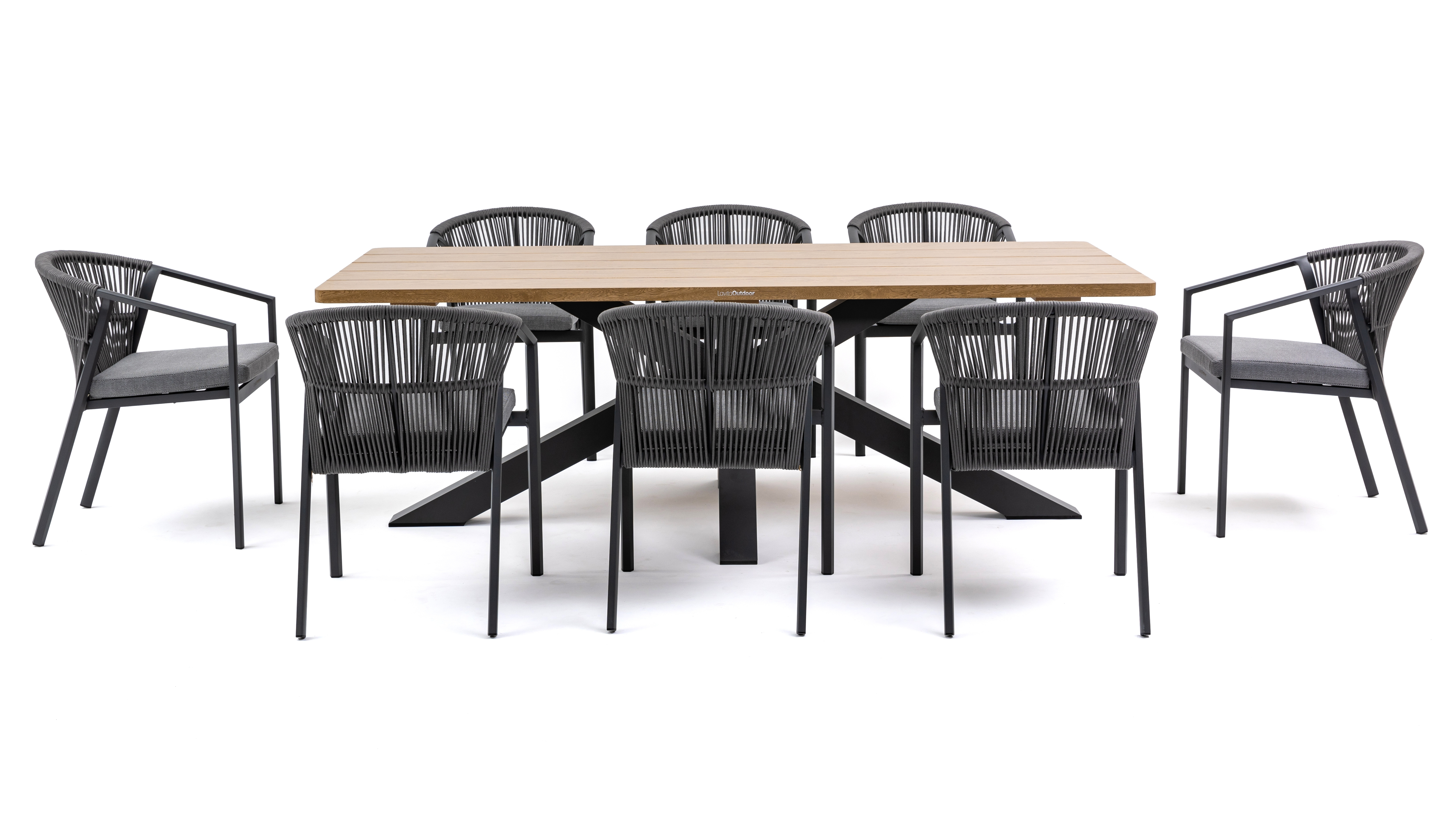 Fraser Anthracite 9-piece Outdoor Dining Set With Kiama Anthracite Chairs 5 Thumbnail