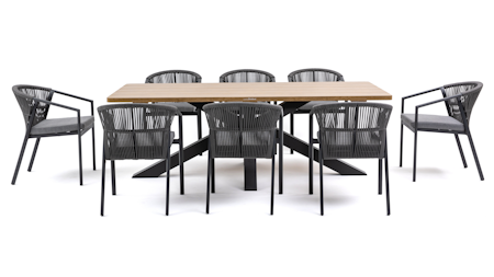 Fraser Anthracite 9-piece Outdoor Dining Set With Kiama Anthracite Chairs