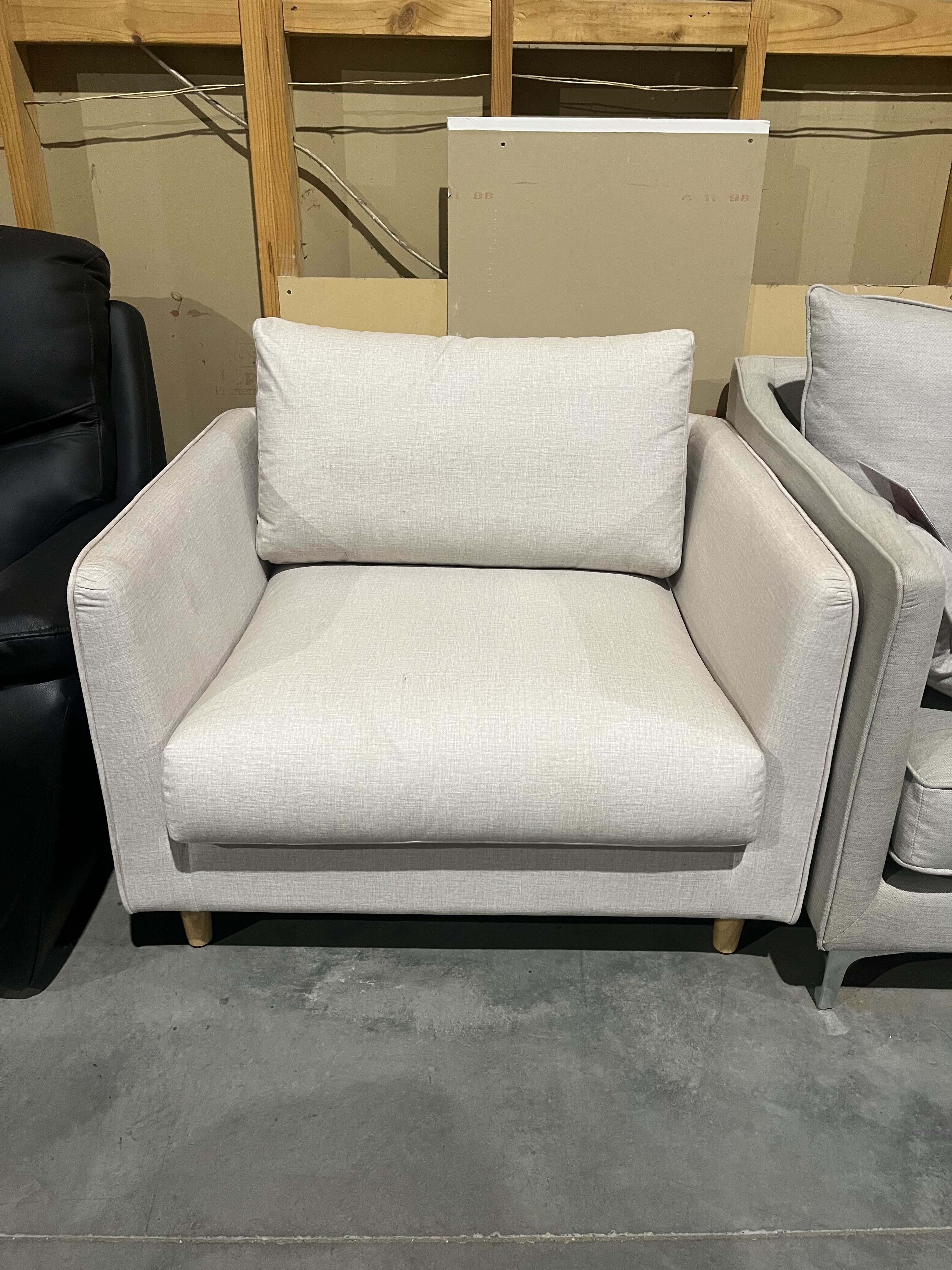 STELLAR Fabric Armchair (Fabric-warwick Mazza Marble ,leg-cone Leg Natural,fill-feather,firmness-soft - Sku1359894) 1