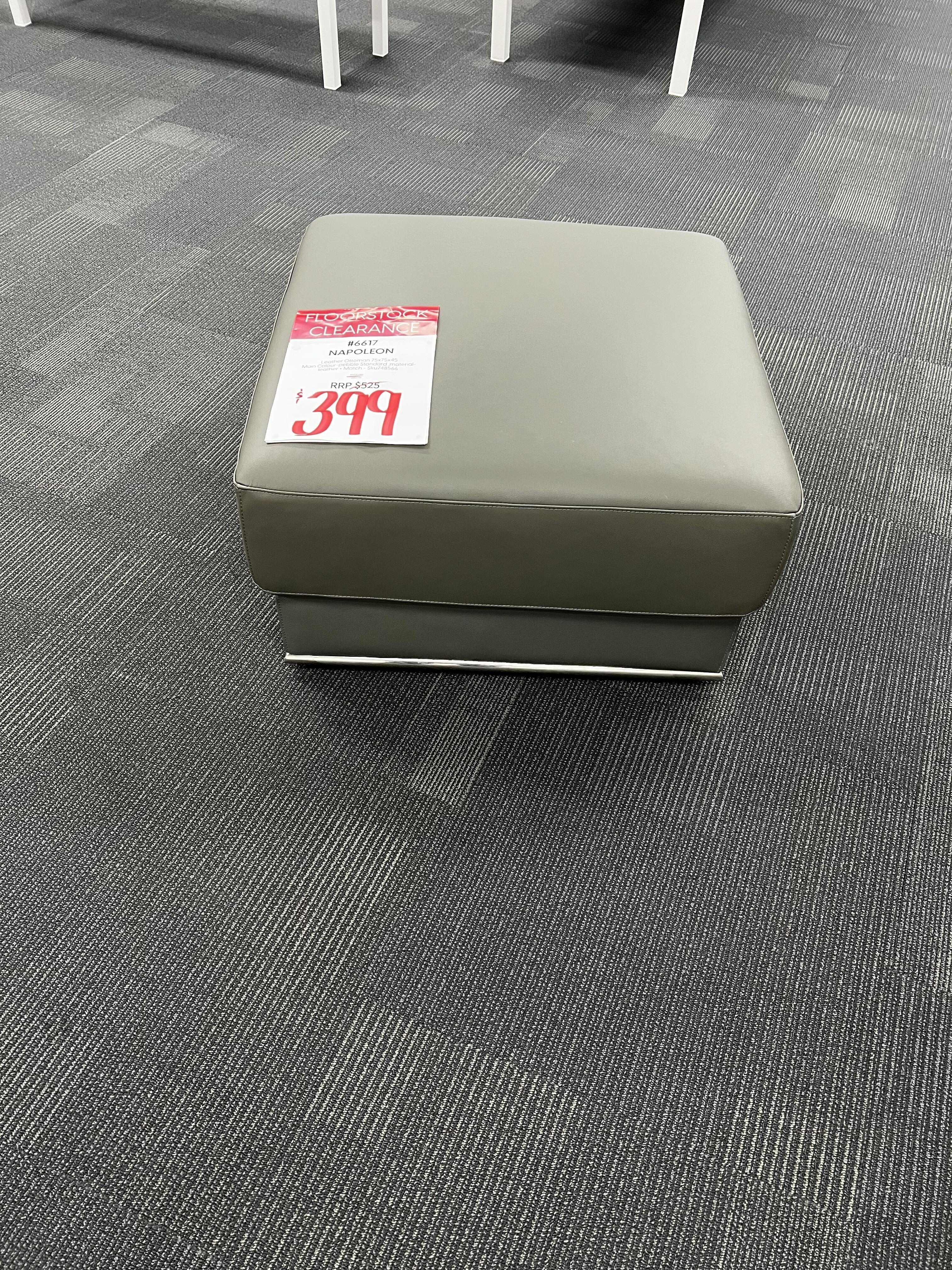 NAPOLEON Leather Ottoman 75x75x45 (Main Colour-pebble Standard ,material-leather + Match - Sku748566) 1