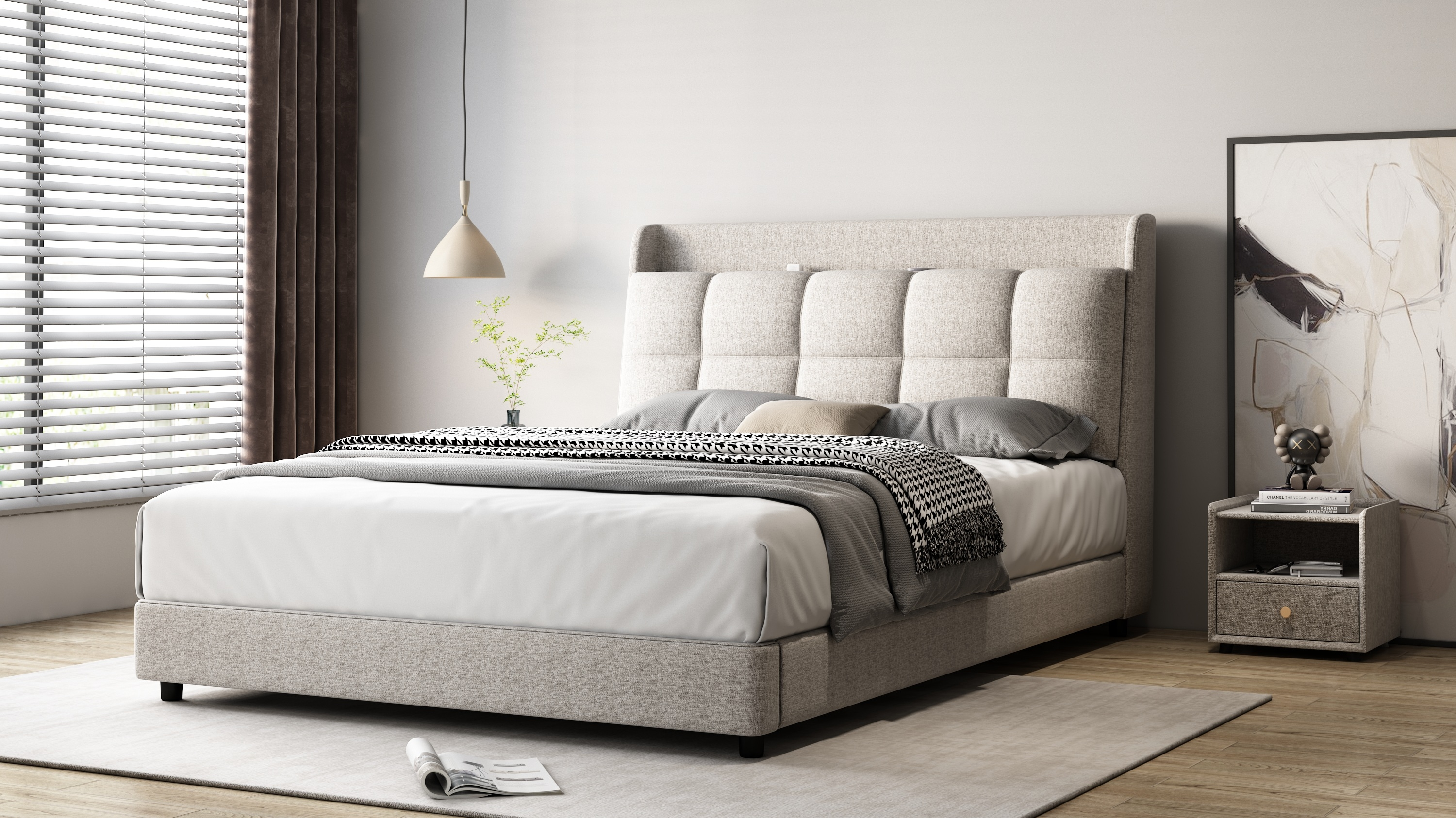 Purity Madeira Bed Frame Queen Latte