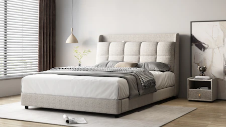 Purity Madeira Bed Frame Queen Latte