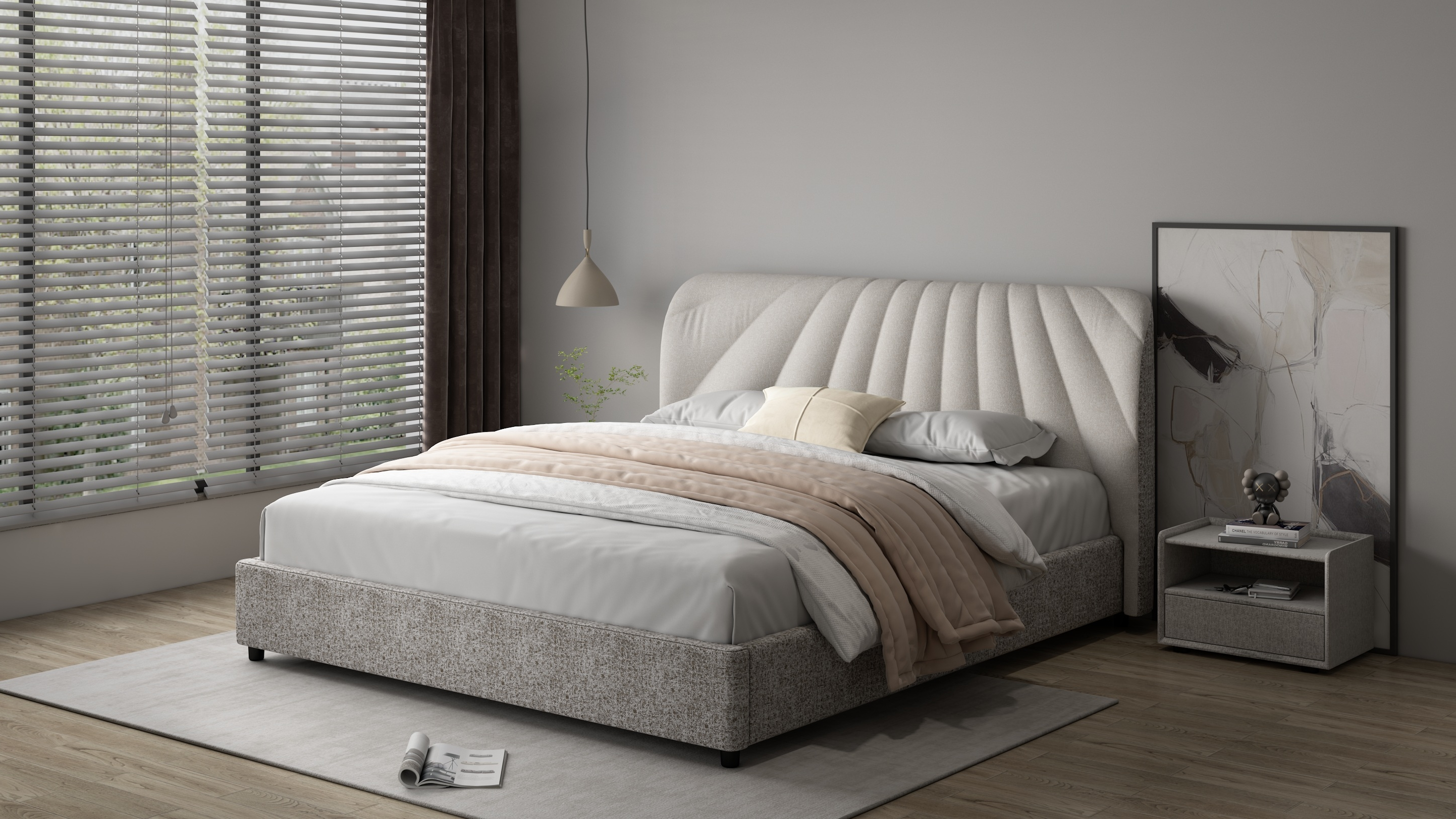 Purity Corsica Bed Frame King Cream Grey