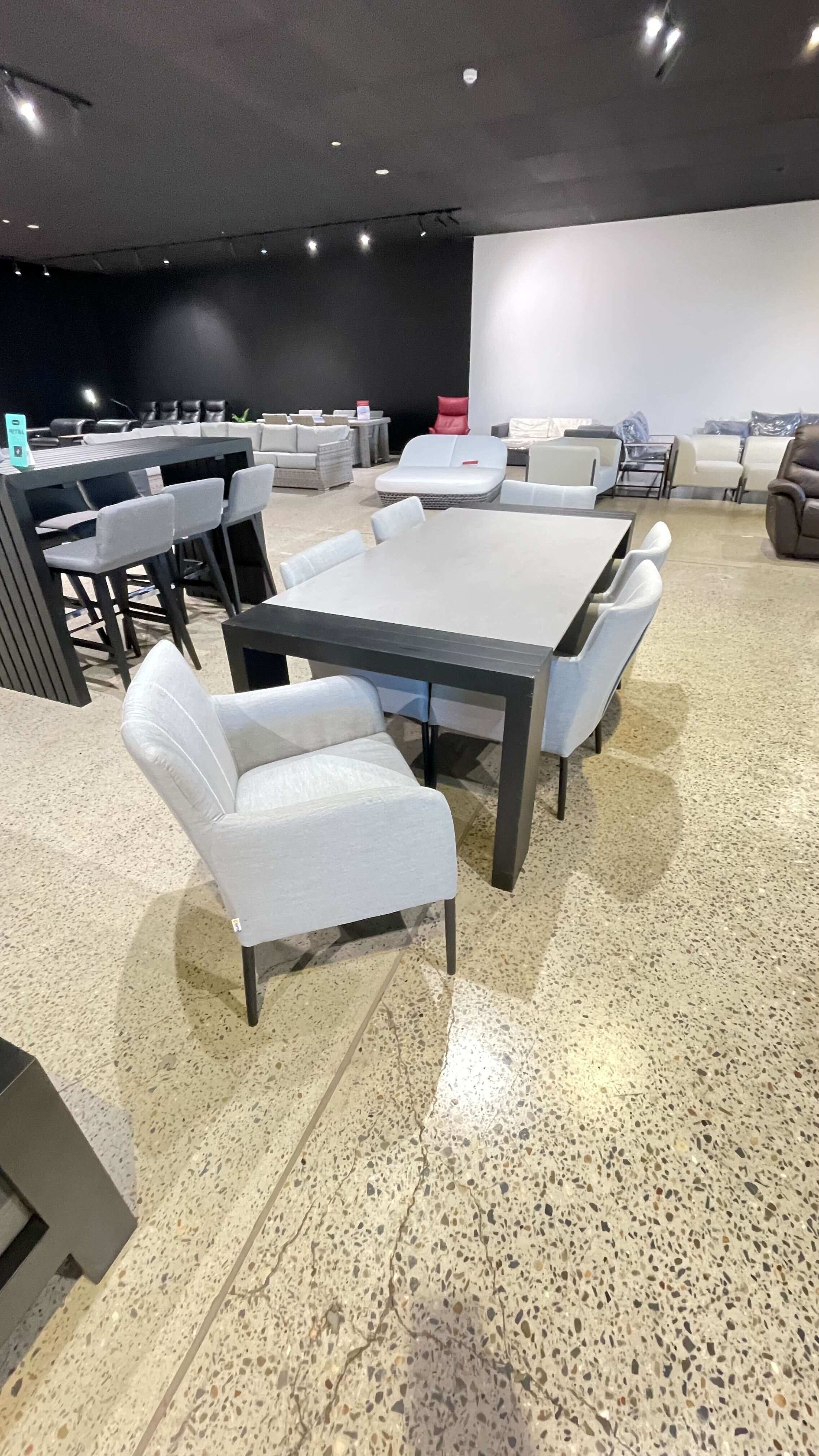 HADID 7 PIECE OUTDOOR DINING (Frame Colour: Black Frame, Top Colour: Grey Sintered Top) 1